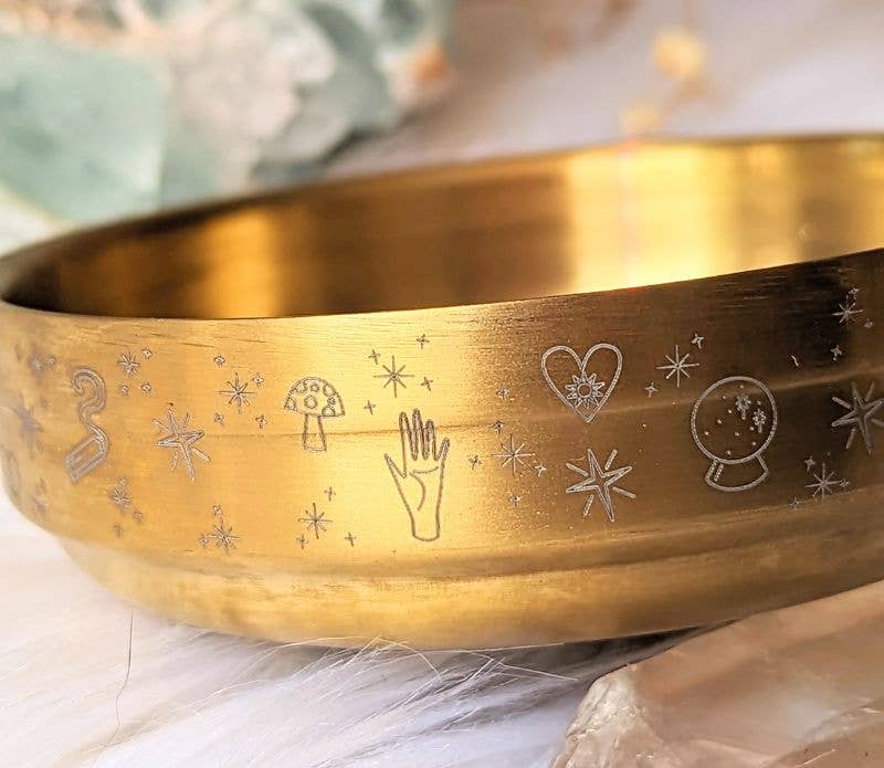 Brass Altar Bowl Celestial Mystical Ritual Altar Moon Incens Dainty