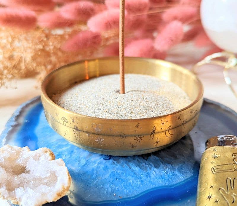 Brass Altar Bowl Celestial Mystical Ritual Altar Moon Incens Dainty