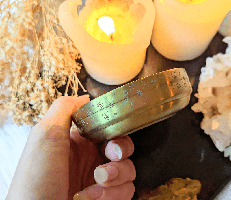 Brass Altar Bowl Celestial Mystical Ritual Altar Moon Incens Dainty