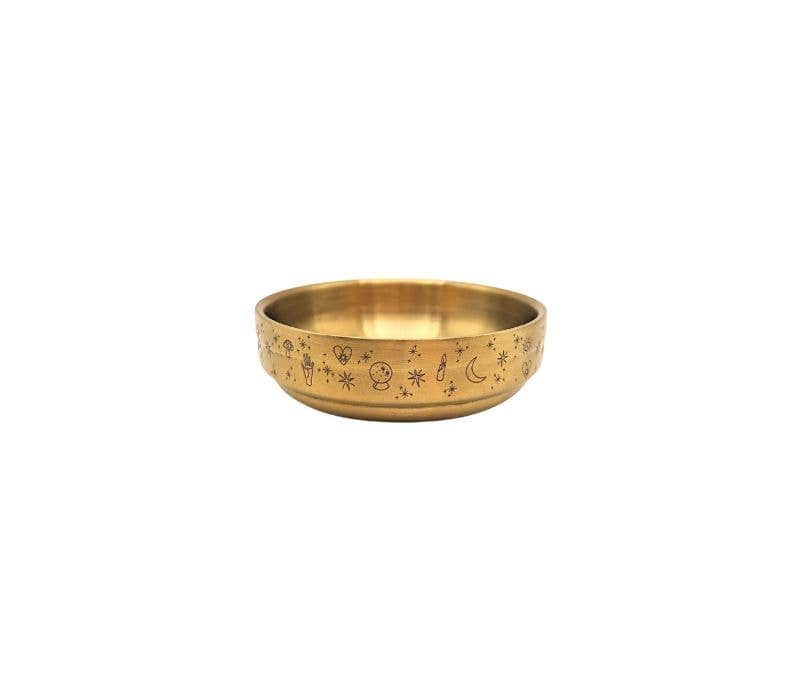Brass Altar Bowl Celestial Mystical Ritual Altar Moon Incens Dainty