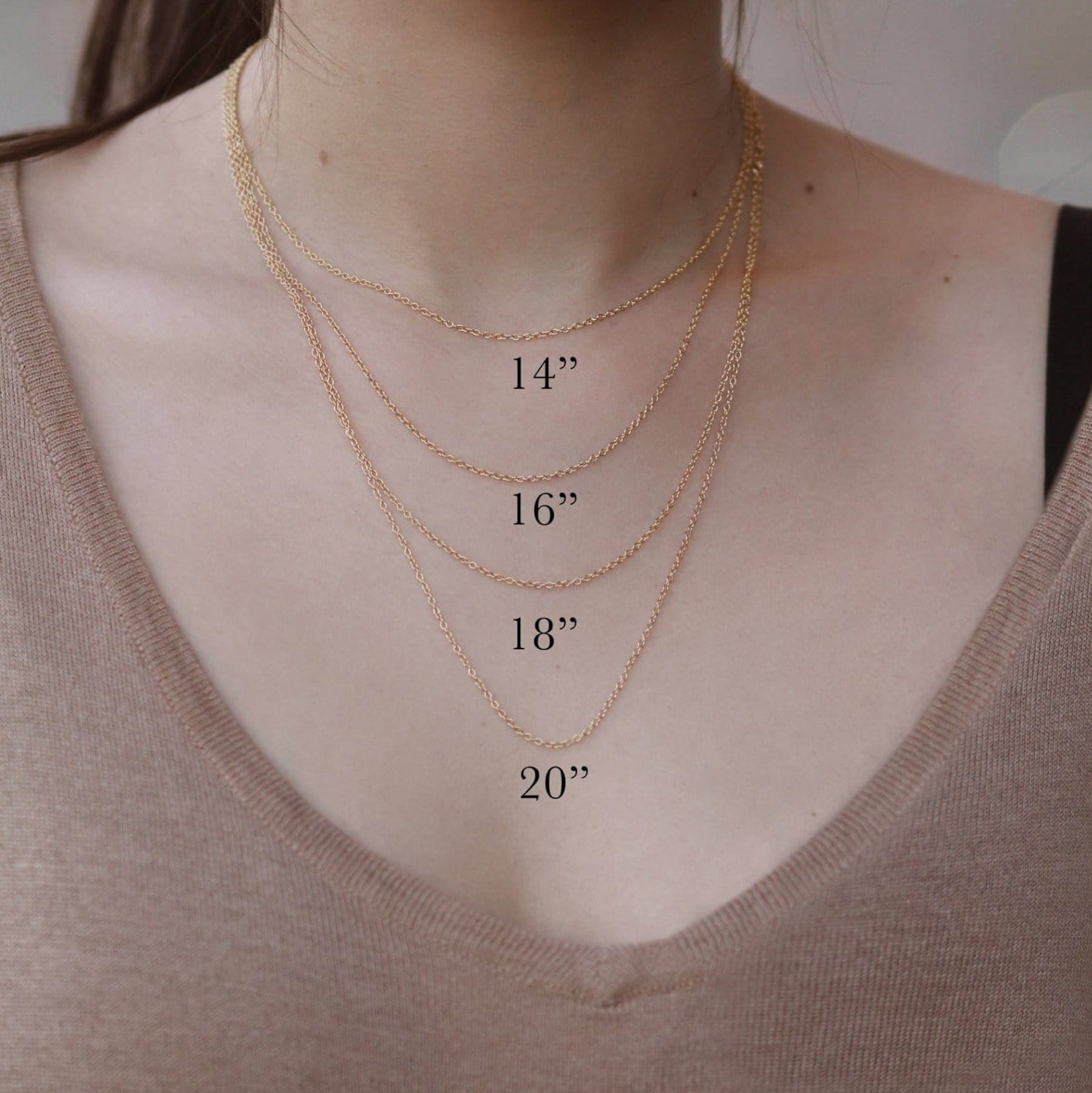 14k Gold-Filled necklace worn on a model, showcasing its dainty and elegant design.