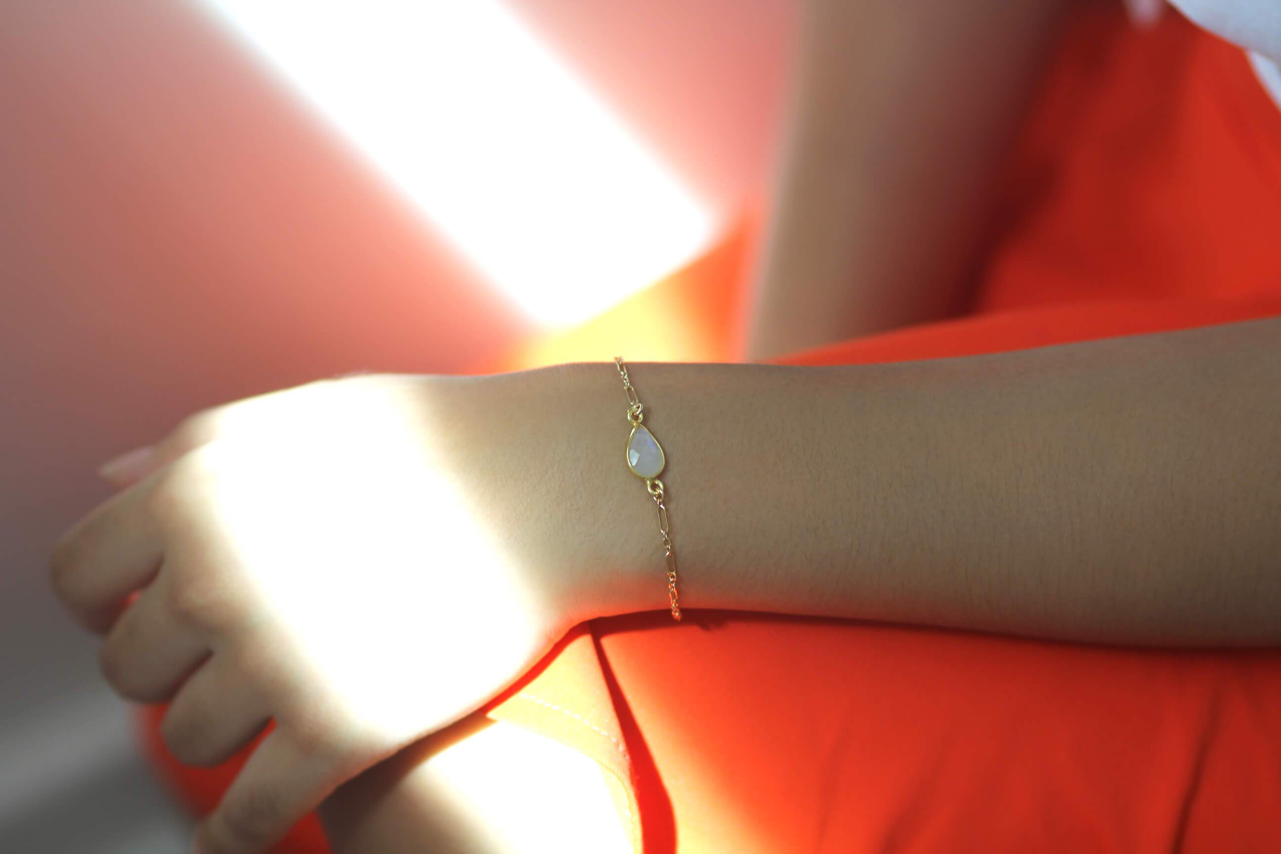 Dreamcatcher Moonstone Bracelet, Silver Dainty Bracelet MaeMae Jewelry | Rainbow Moonstone | Dreamcatcher Bracelet | Gold or Silver