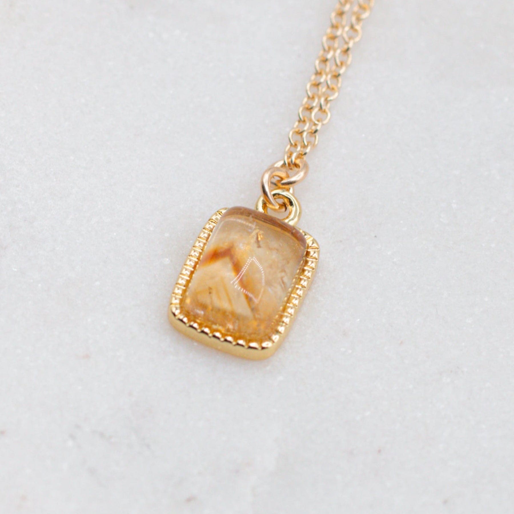 Citrine Abundance Stone Necklace Dainty Citrine Abundance Stone Necklace