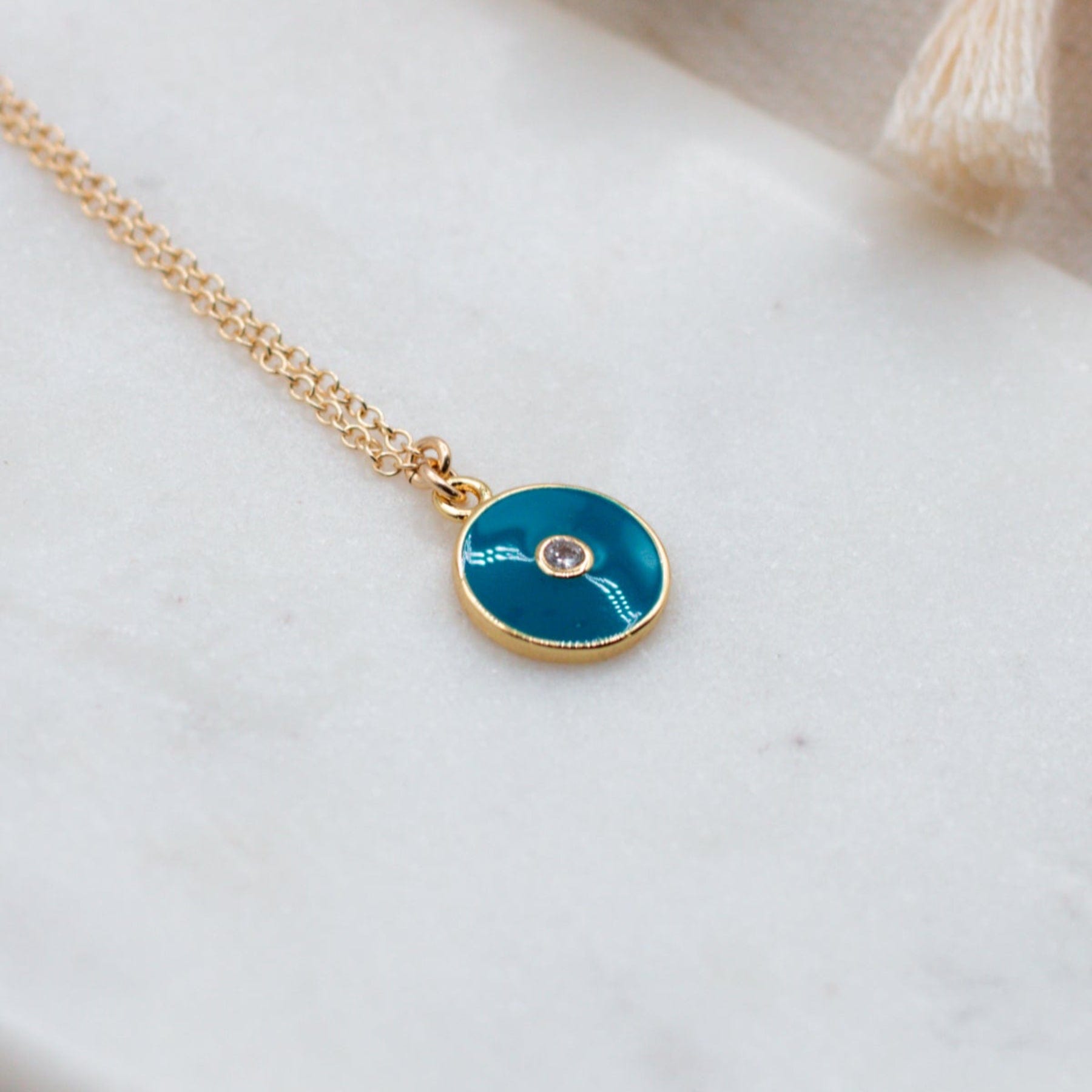 Evil Eye Enamel Protection Necklace with Cubic Zirconia Dainty Evil Eye Enamel Protection Necklace with Cubic Zirconia