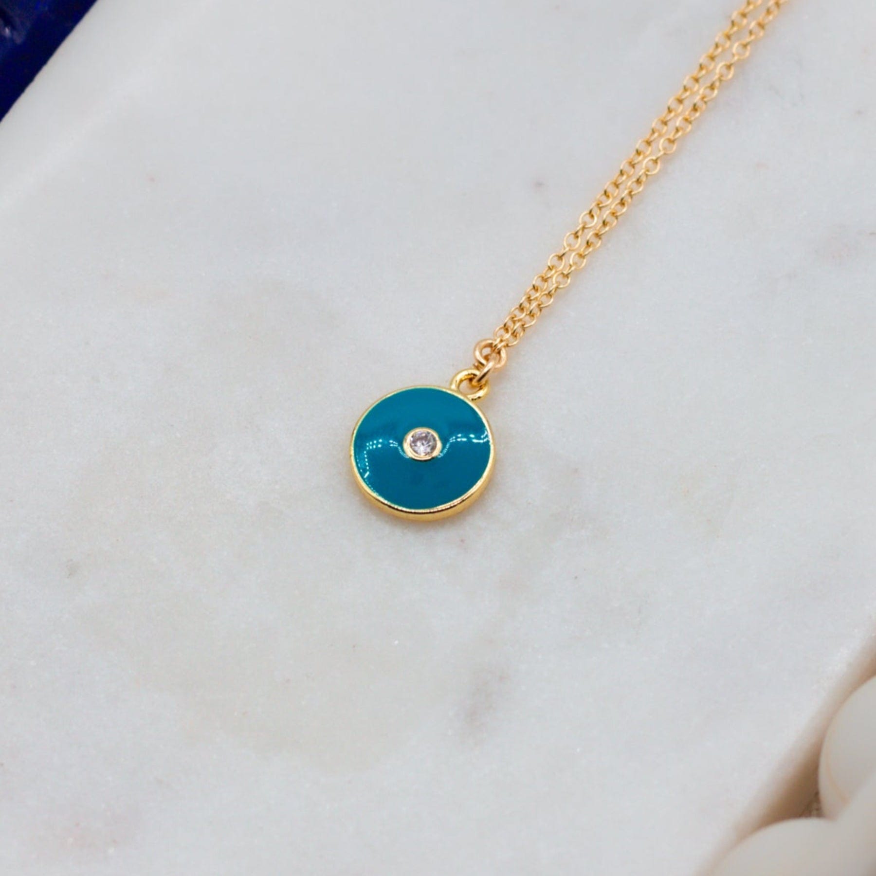 Evil Eye Enamel Protection Necklace with Cubic Zirconia Dainty Evil Eye Enamel Protection Necklace with Cubic Zirconia