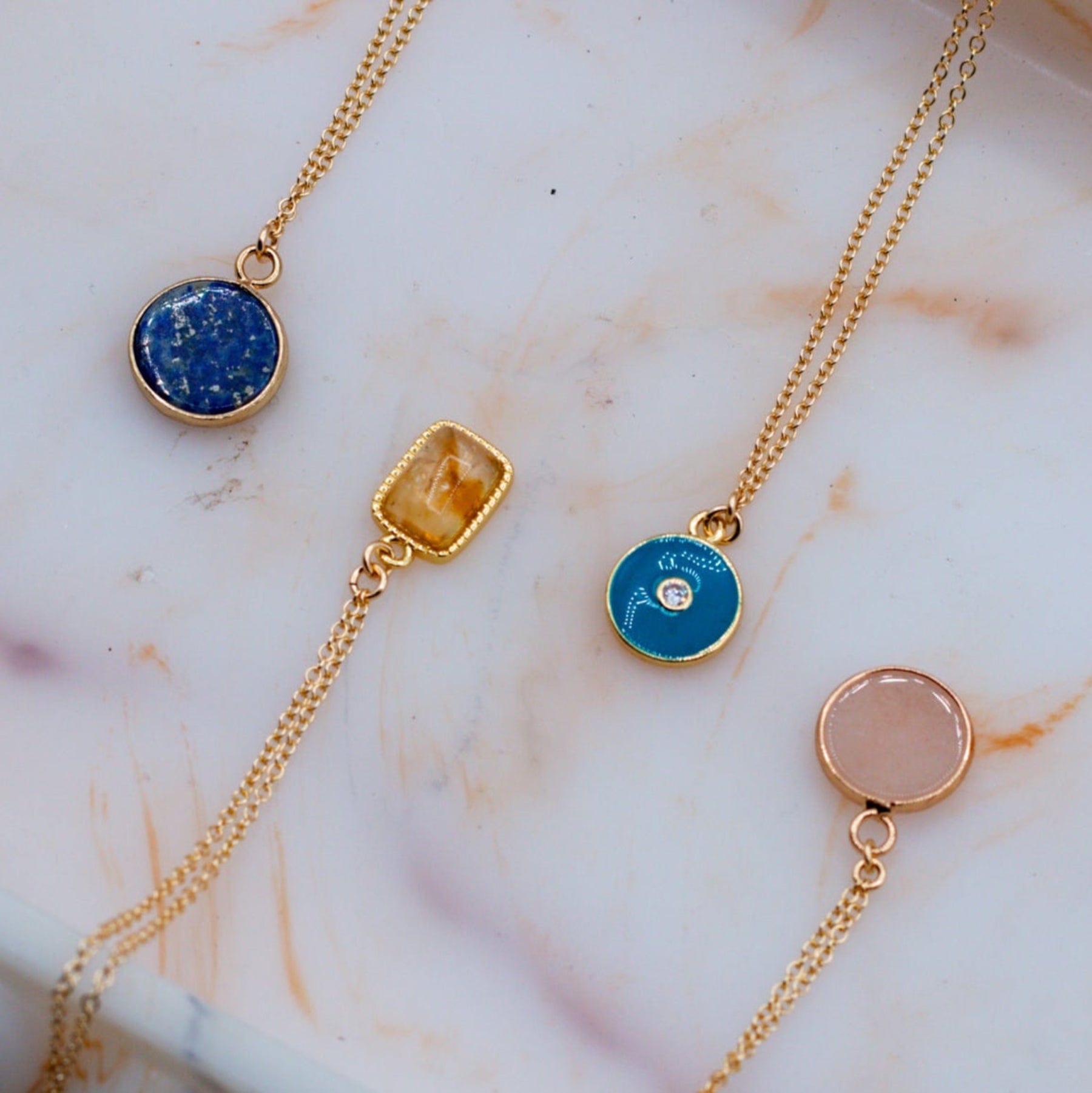 Lapis Lazuli Focus Stone Necklace Dainty Lapis Lazuli Focus Stone Necklace