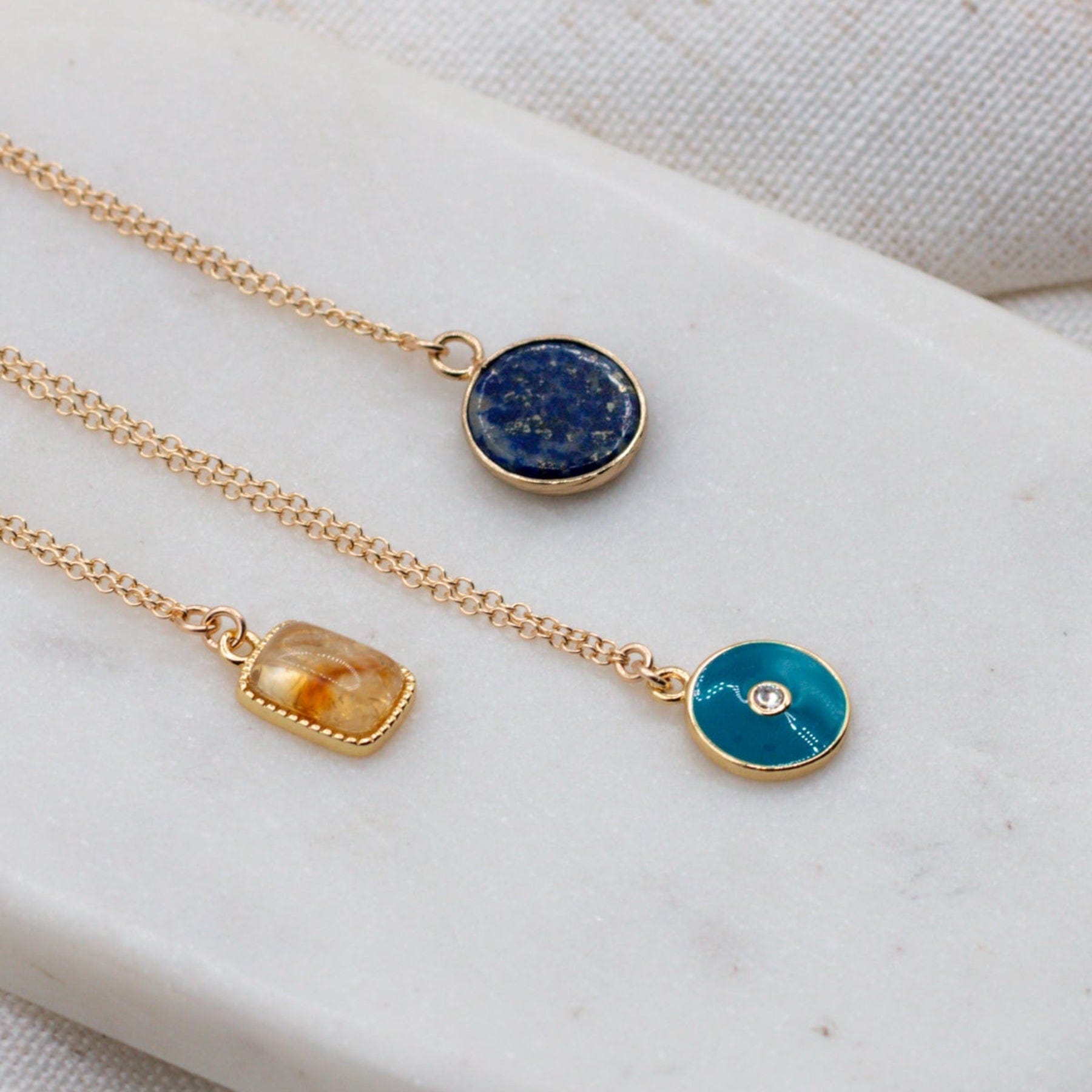 Lapis Lazuli Focus Stone Necklace Dainty Lapis Lazuli Focus Stone Necklace