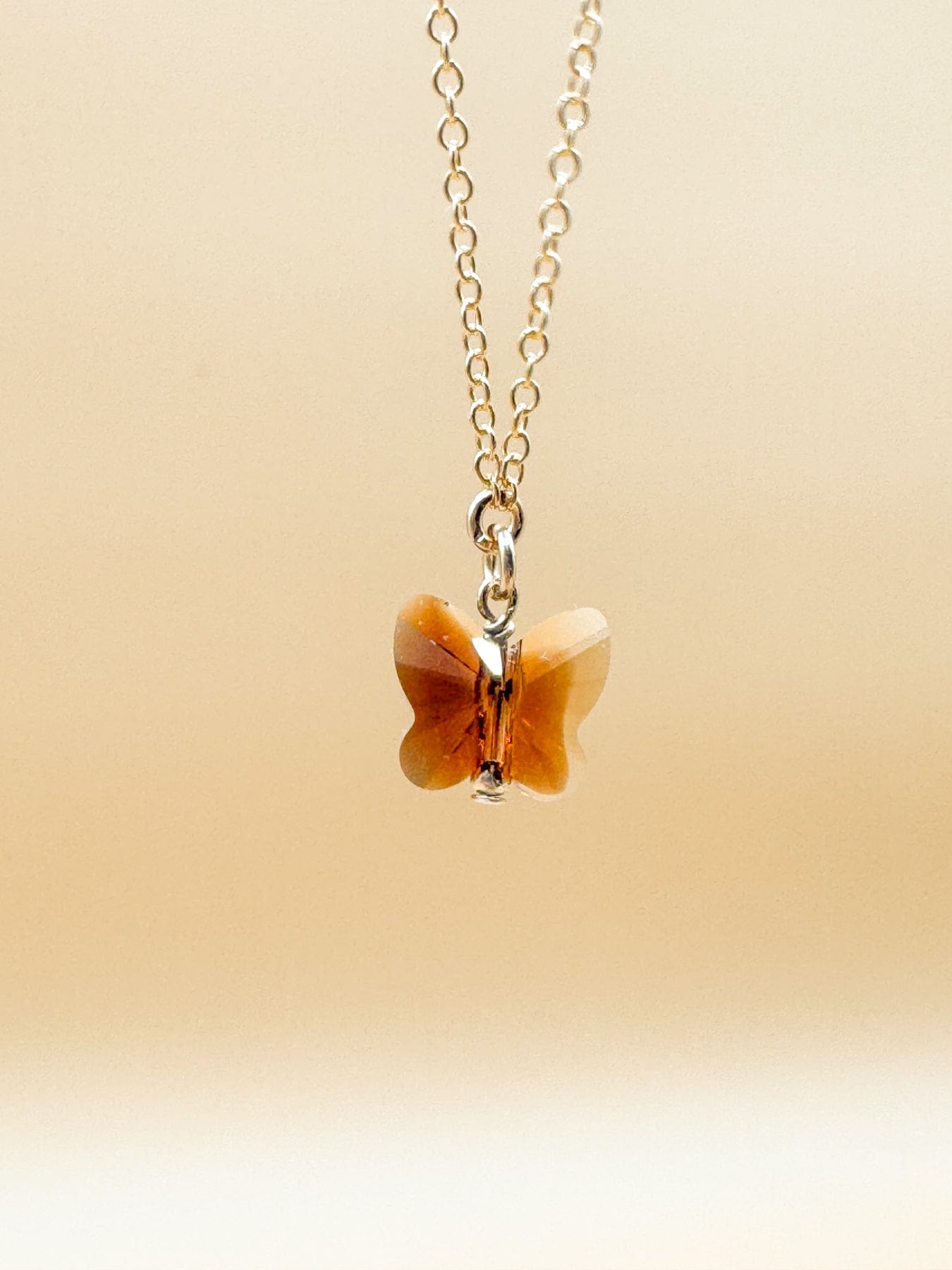 dainty butterfly gem necklace