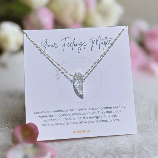 Your Feelings Matter Leaf Necklace Dainty Necklace Leaf Necklace | Your Feelings Matter Affirmation