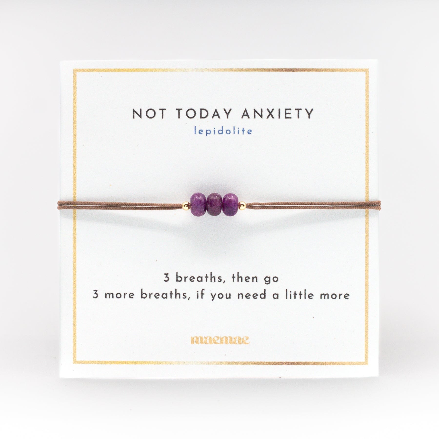 Not Today Anxiety Lepidolite String Bracelet - 3 Rondelle shaped purple lepidolite stones