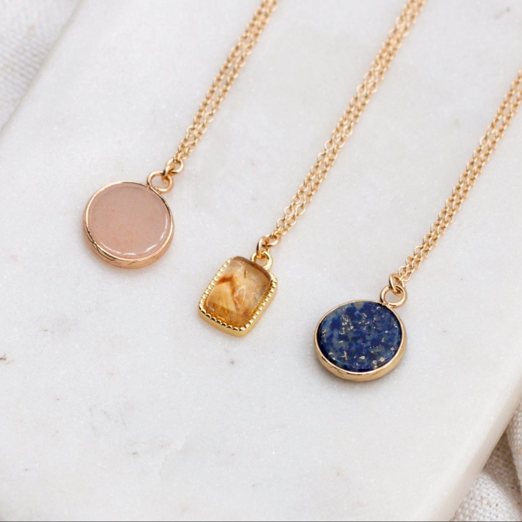 Rose Quartz Love Stone Necklace Dainty Rose Quartz Love Stone Necklace