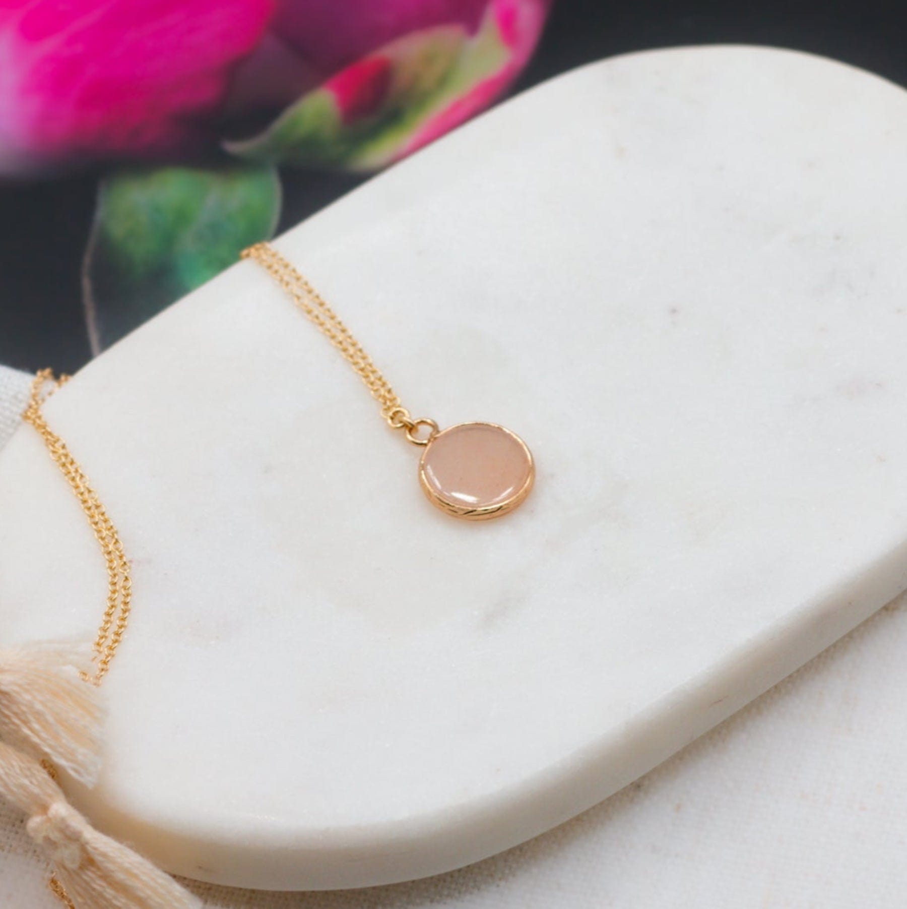 Rose Quartz Love Stone Necklace Dainty Rose Quartz Love Stone Necklace