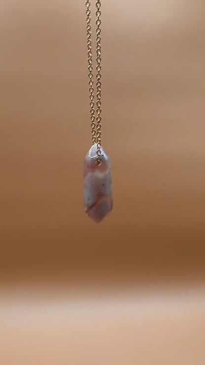 Flower Agate Crystal Necklace