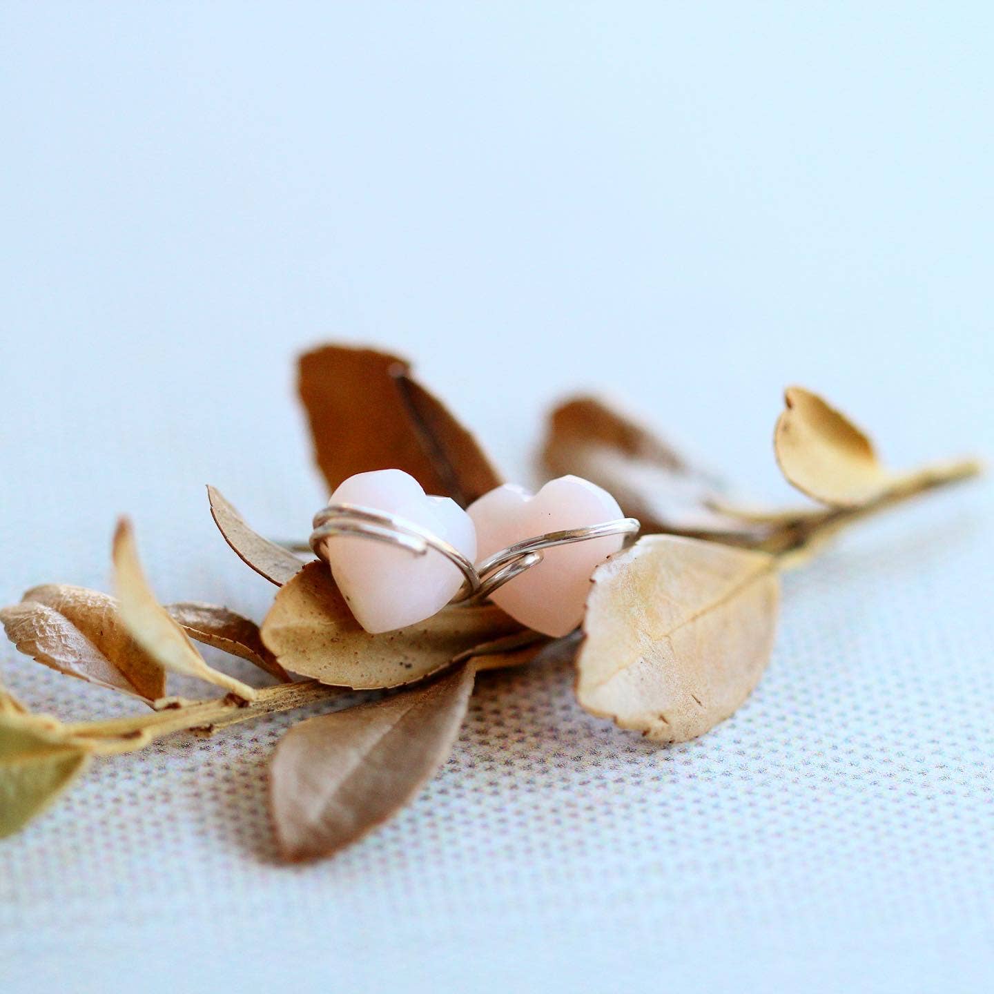 Heart Studs - Pink Opal: 14k Gold Fill Dainty