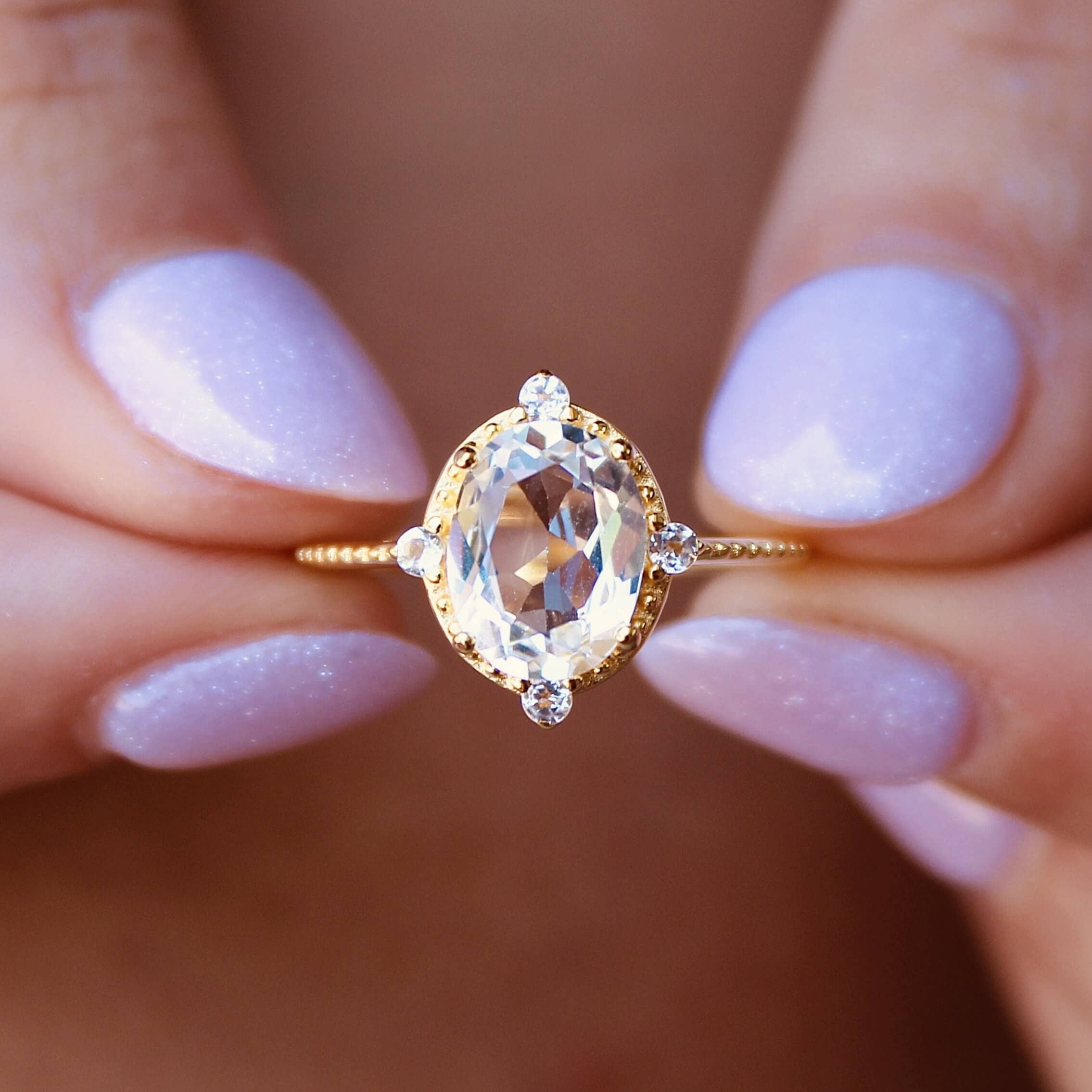 White Topaz Versailles Ring Dainty White Topaz Versailles Ring