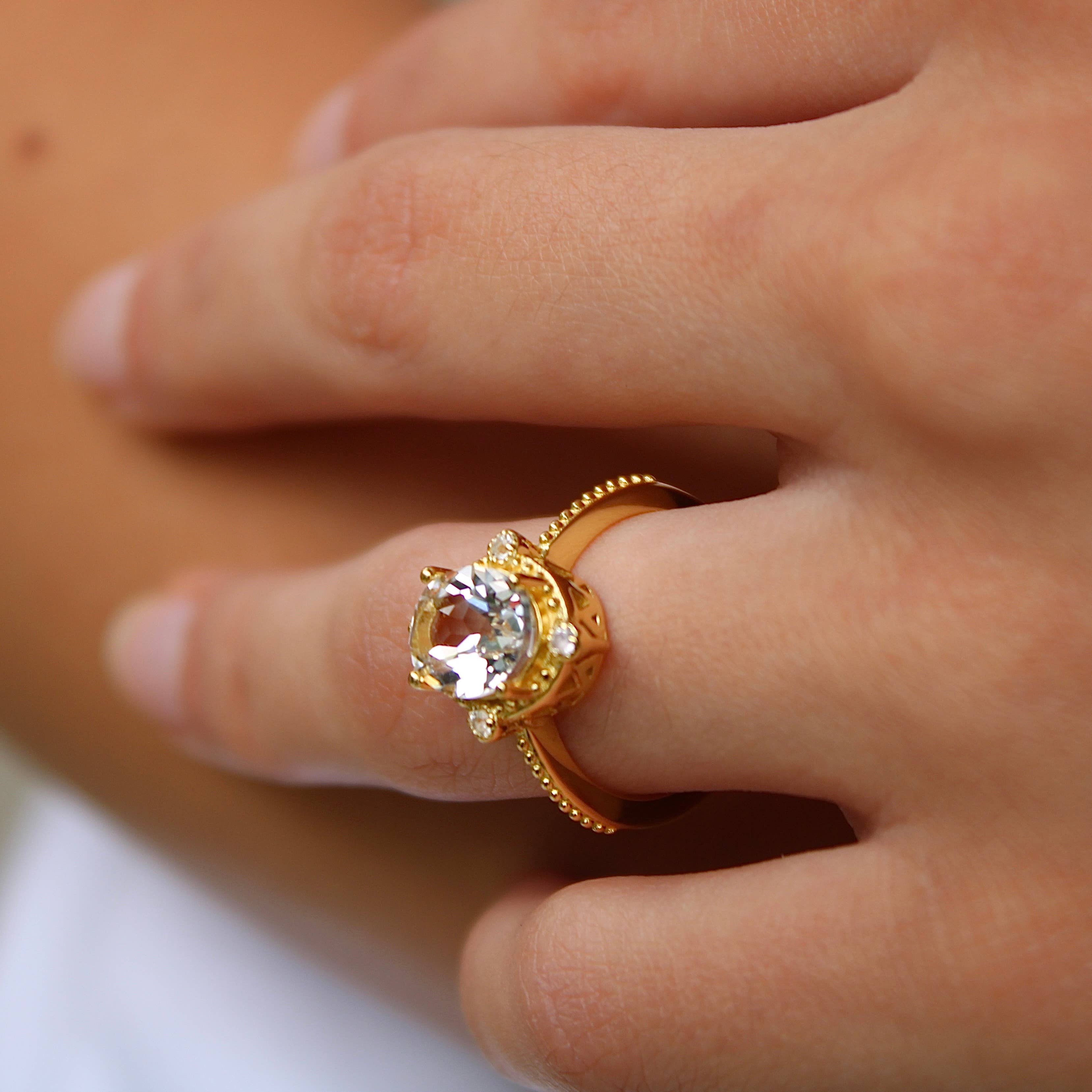 White Topaz Versailles Ring Dainty White Topaz Versailles Ring
