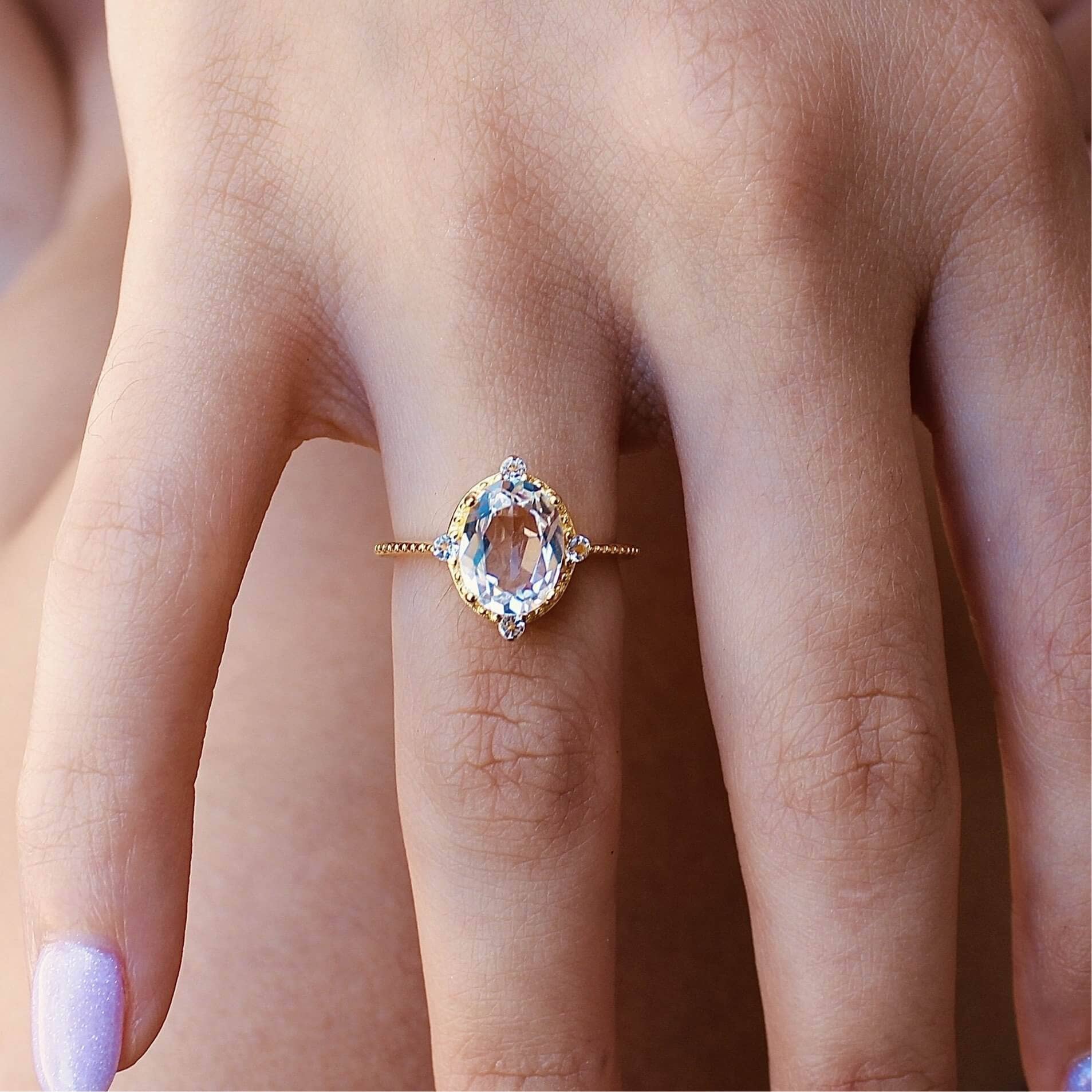 White Topaz Versailles Ring Dainty White Topaz Versailles Ring