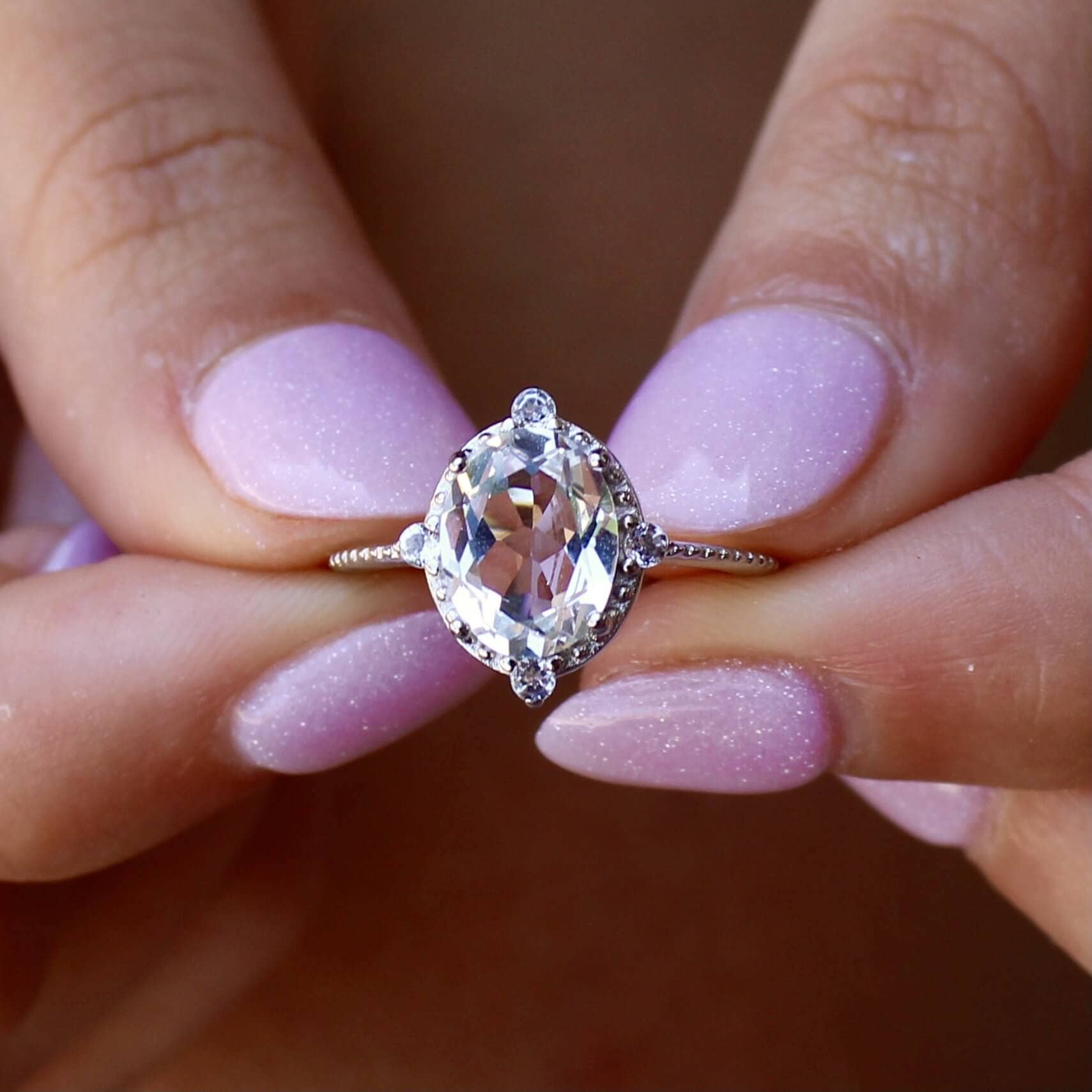 White Topaz Versailles Ring Dainty White Topaz Versailles Ring