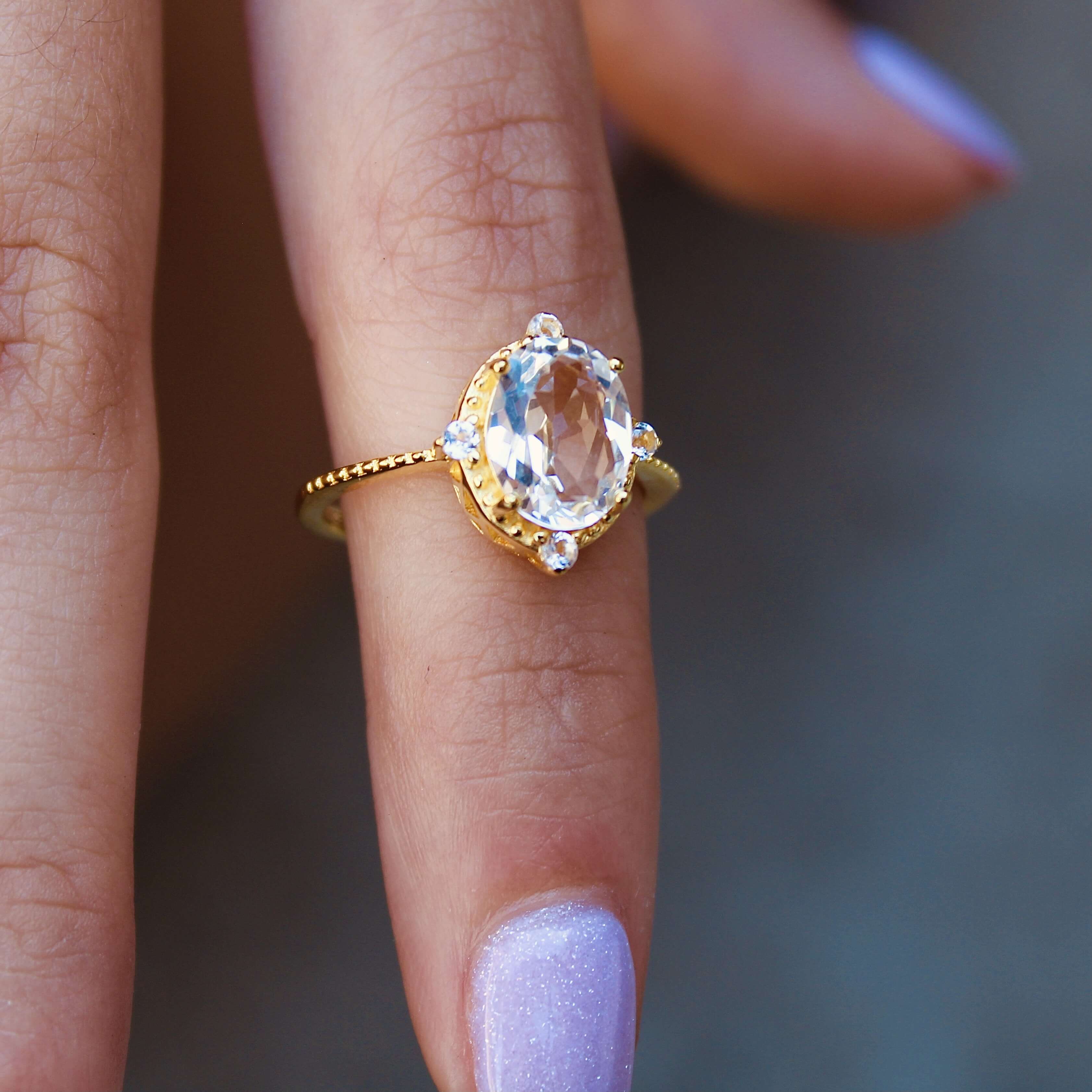 White Topaz Versailles Ring Dainty White Topaz Versailles Ring
