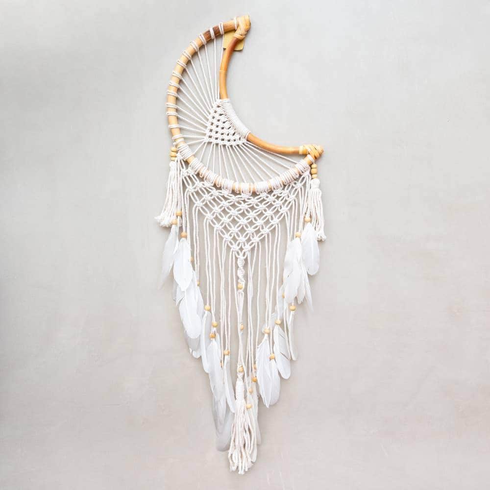 Wall Hanging Macrame Dream Catcher Dreamcatcher (Moon) Dainty Home Decor
