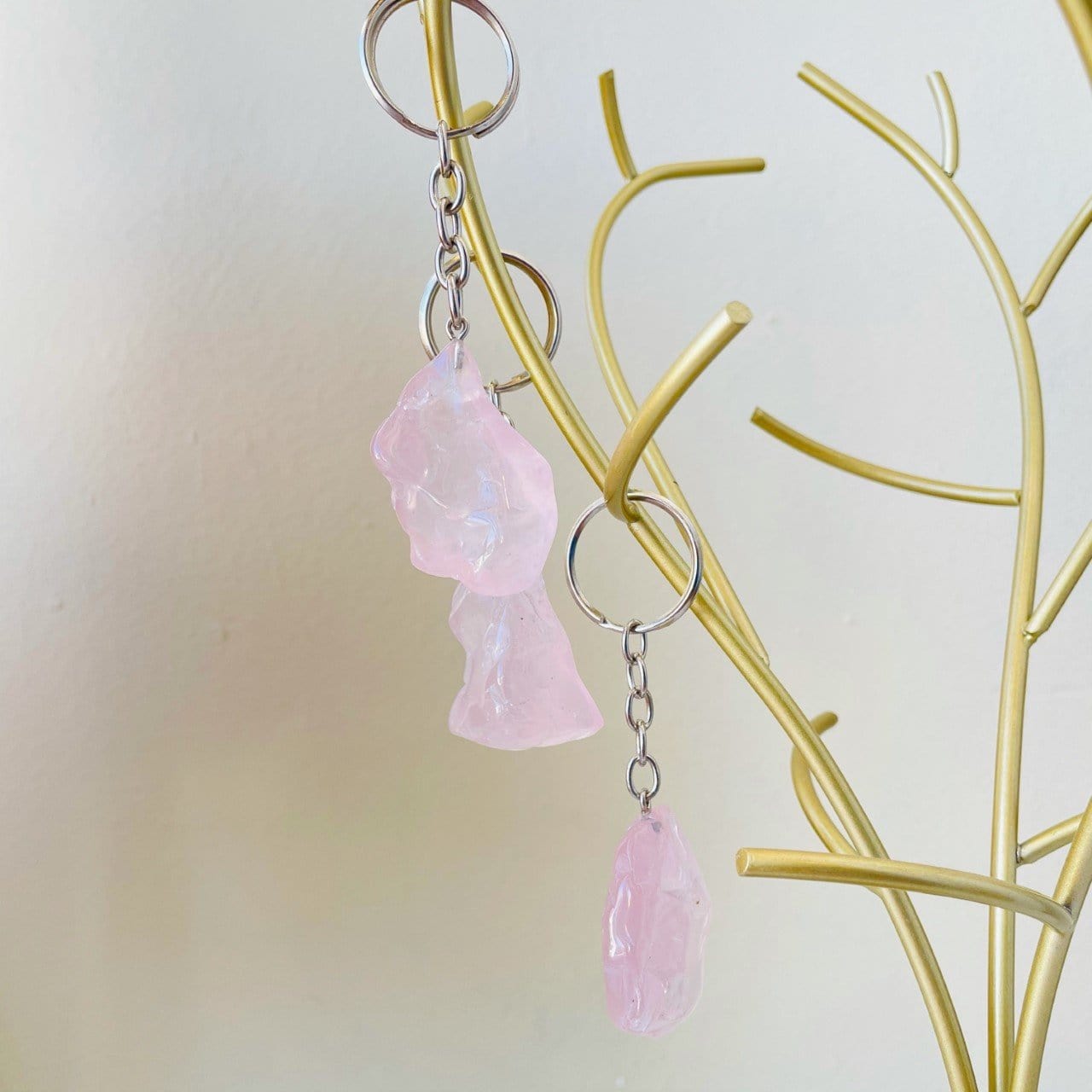 Polished Stone Crystal Keychain Dainty Accessories Grade A Rose Quartz Natural Stone | Tumbled Stone | Worry Stone Crystal Keychains