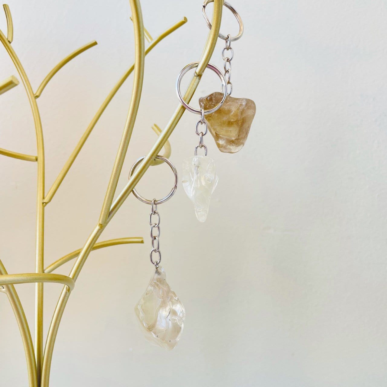 Polished Stone Crystal Keychain Dainty Accessories Natural Untreated Citrine Natural Stone | Tumbled Stone | Worry Stone Crystal Keychains