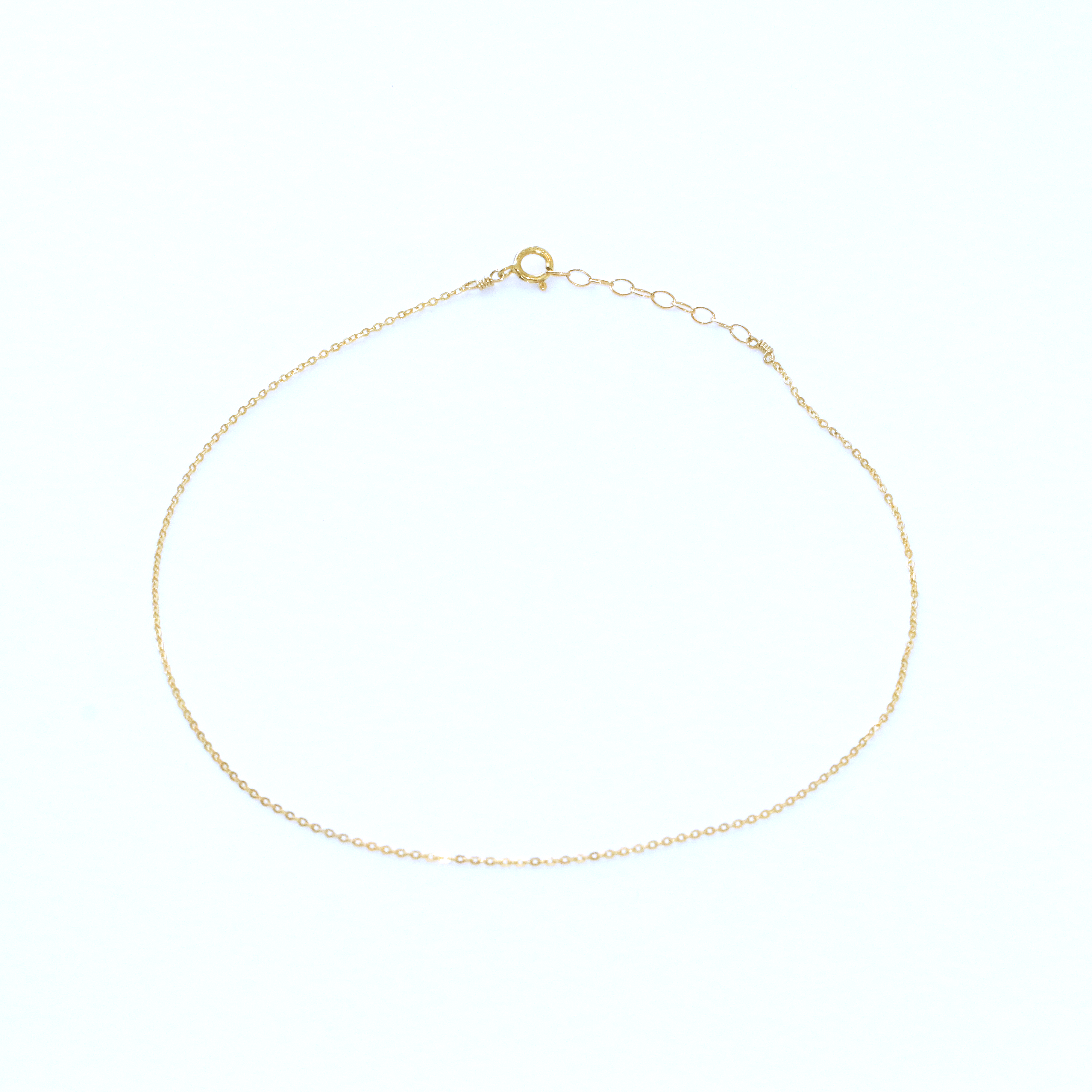 MaeMae Jewelry dainty glitter glow anklet gold chain on white background