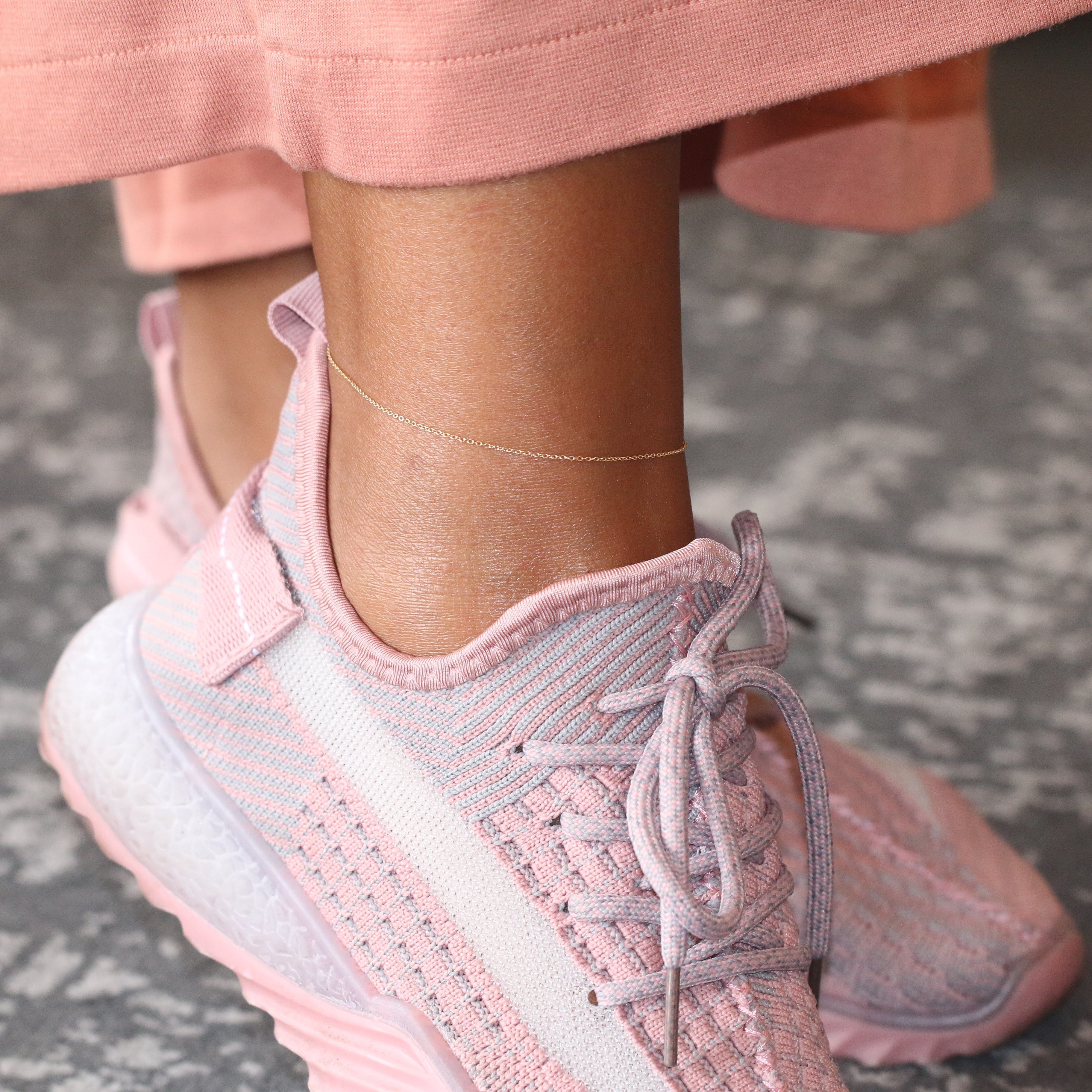 Dainty Glitter Glow Anklet for athleisure wear