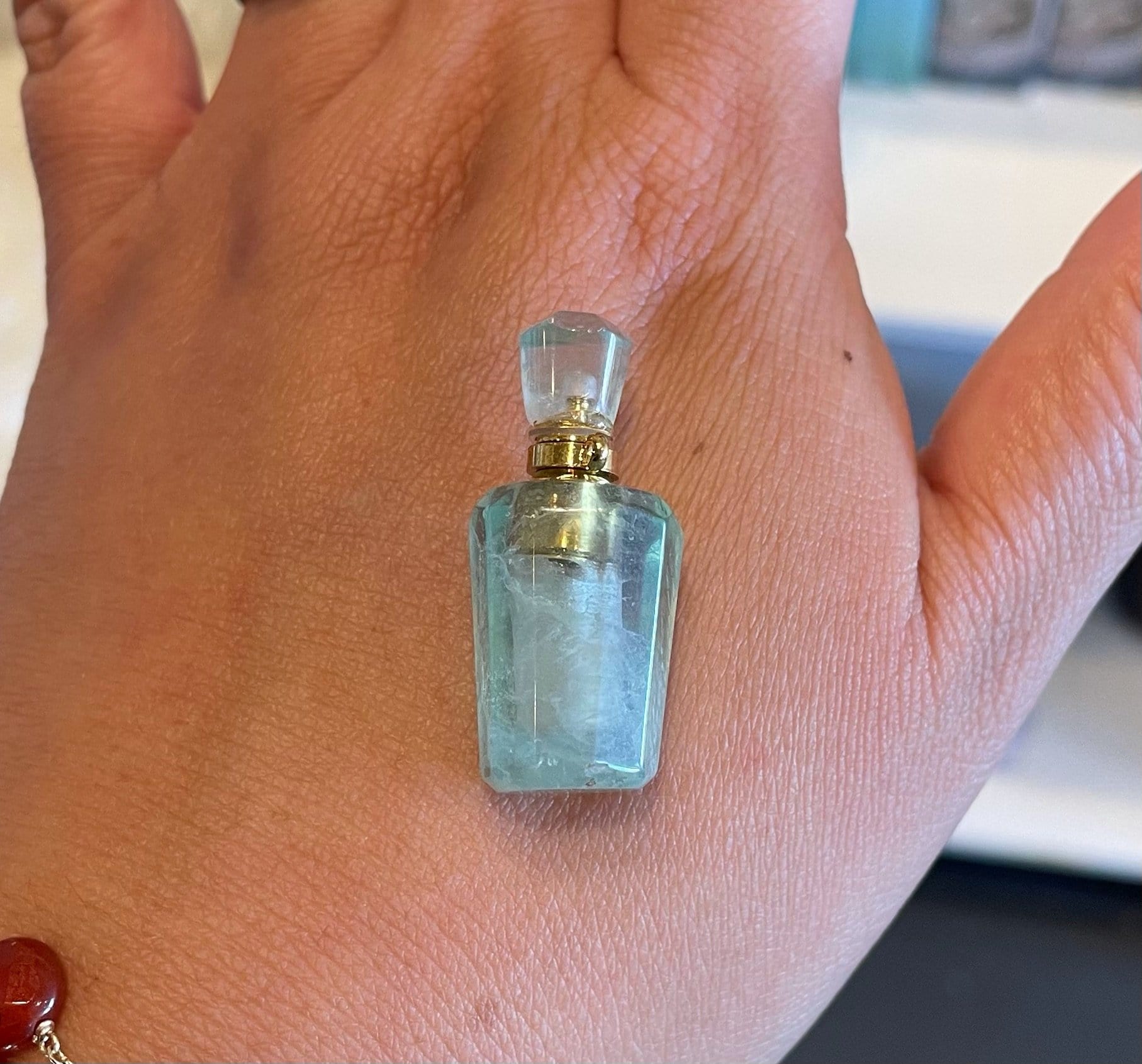 Custom Necklace Bar Charms Dainty Aventurine Oil Bottle Charm