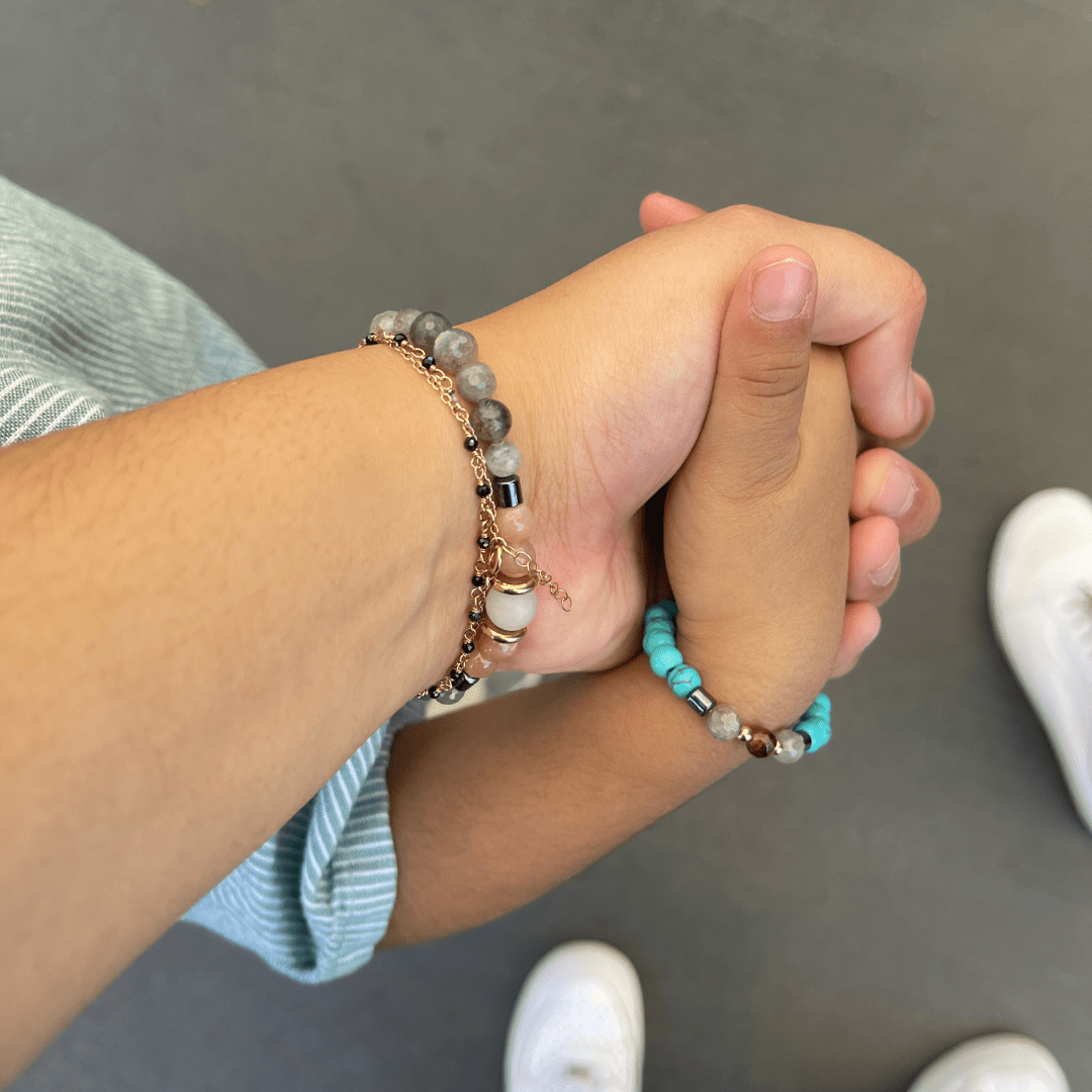 Custom energy bracelet with a variety of handpicked healing stones, perfect for everyday wear.