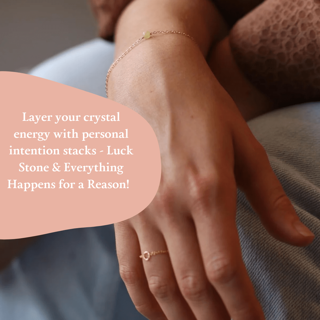Layer our dainty crystal bracelets to give yourself extra energy by stacking more pieces to create a personal intention