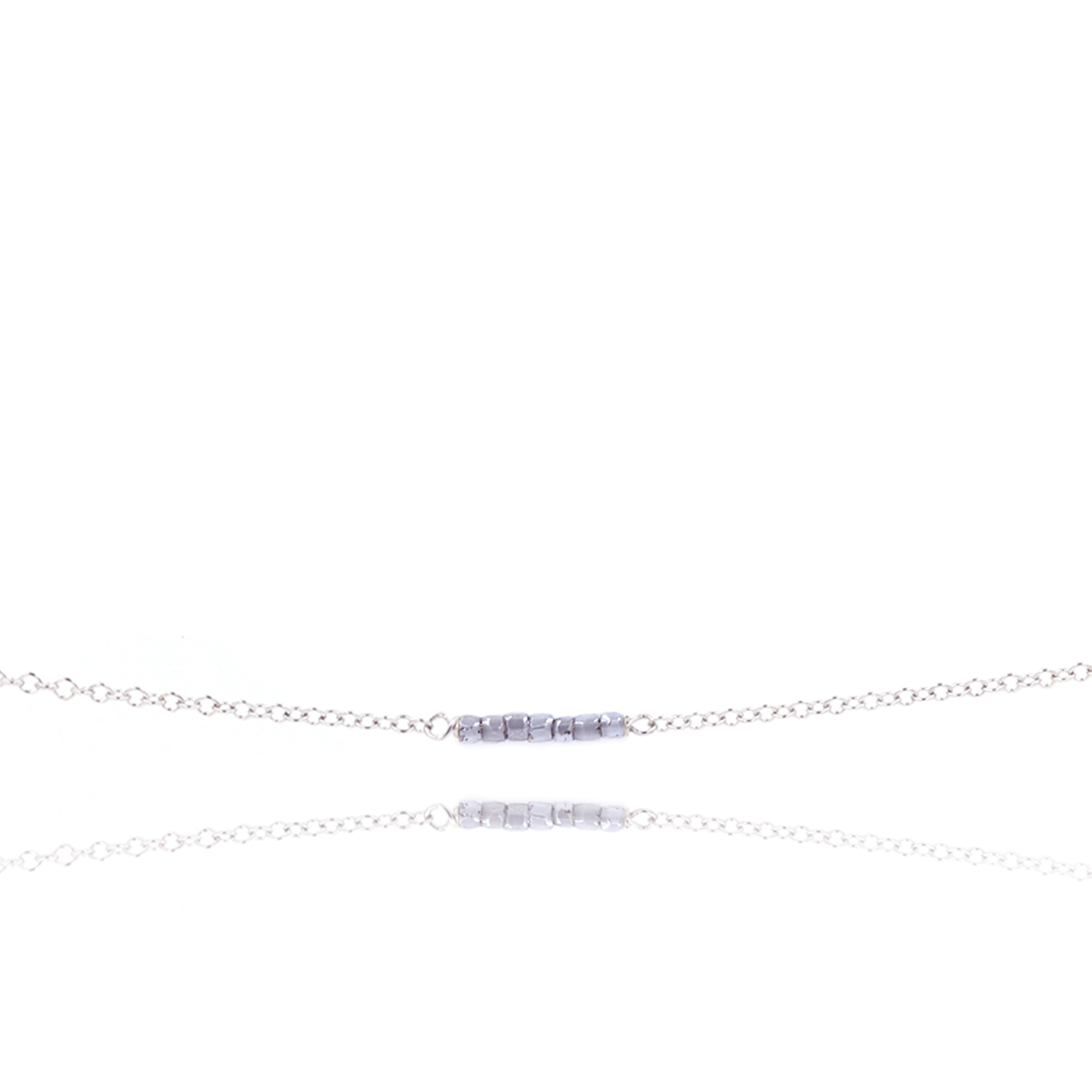 Flow Bracelet Dainty Bracelet Sterling Silver / S/M MaeMae Jewelry | "Flow" Bracelet | Blue Gray beads