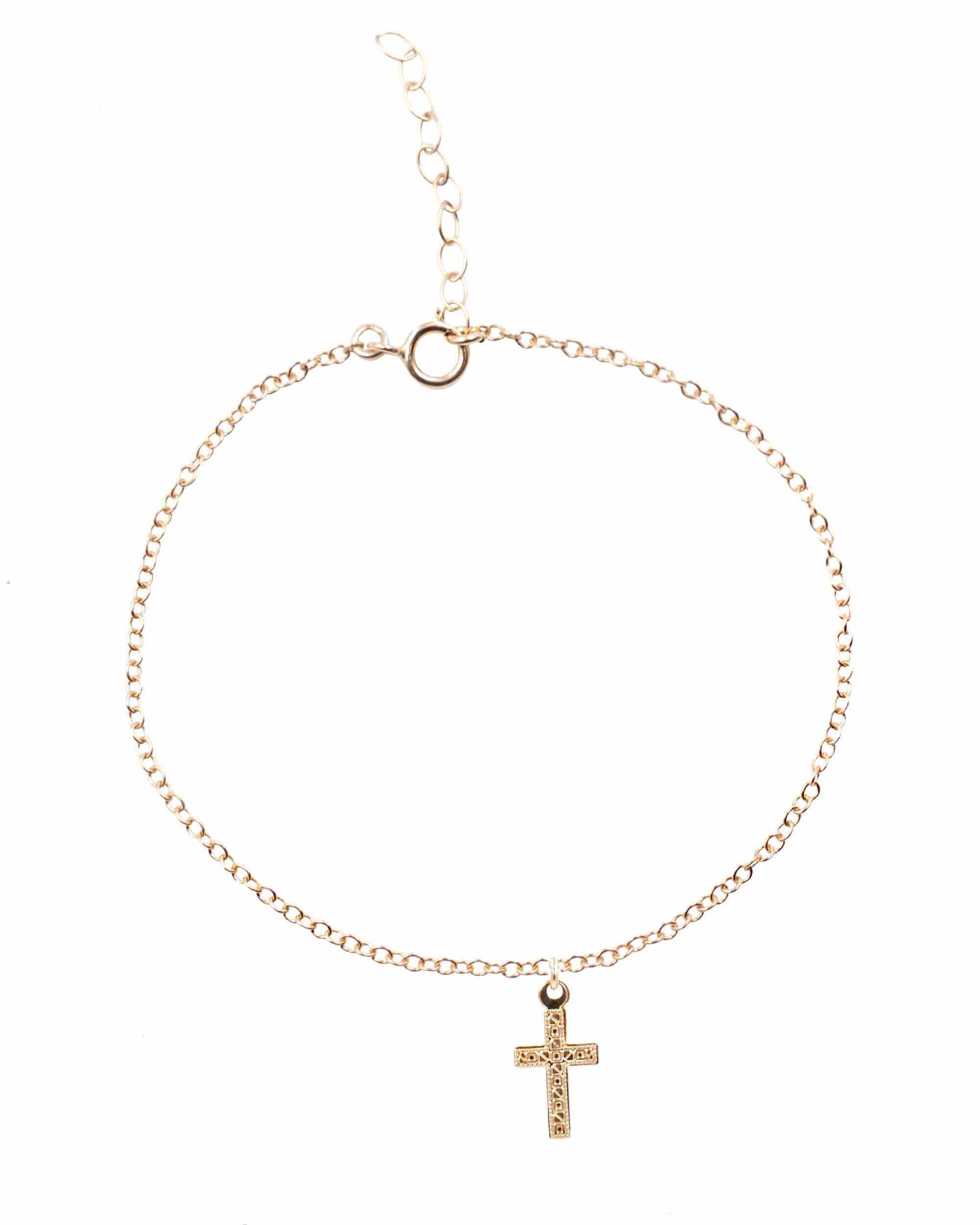 The Universe Loves A Believer Bracelet Dainty Bracelet XS / 14K gold filled MaeMae Jewelry | Detailed Cross Charm | The Universe Loves A Believer Bracelet
