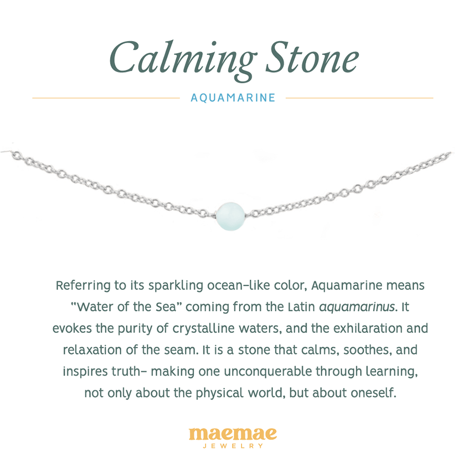 Aquamarine Stone Bracelet Dainty Bracelet XS Petite / Sterling Silver MaeMae Jewelry | Dainty Aquamarine Stone Bracelet | Anxiety Relief