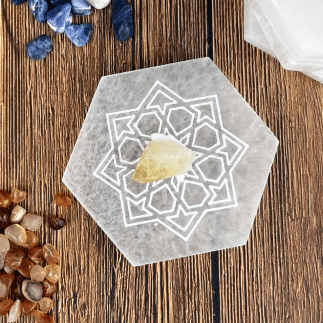 Selenite Mandala Charging Plate Dainty Crystals