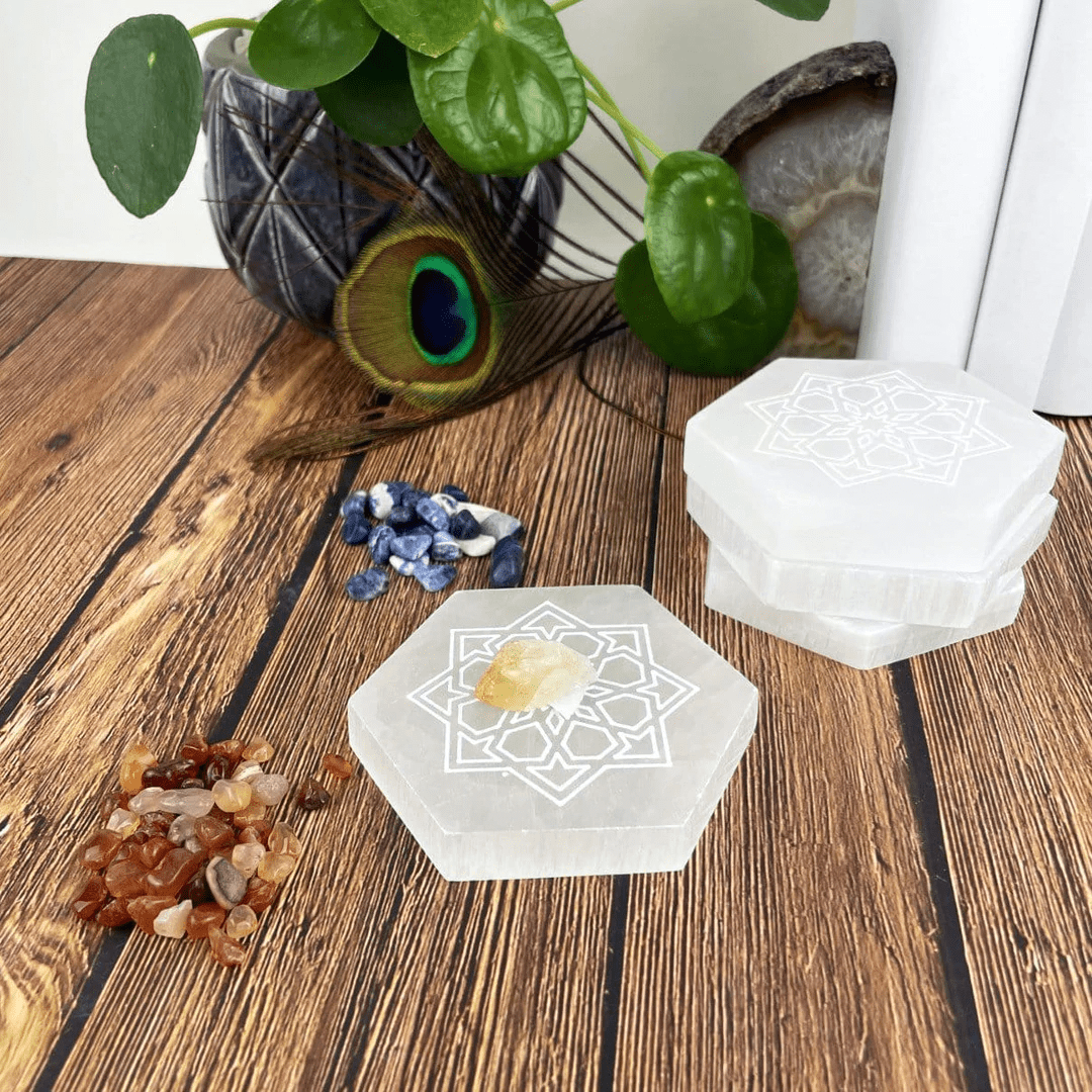 Selenite Mandala Charging Plate Dainty Crystals