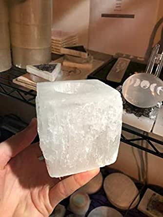 Selenite Square Candle Holder Dainty Crystals