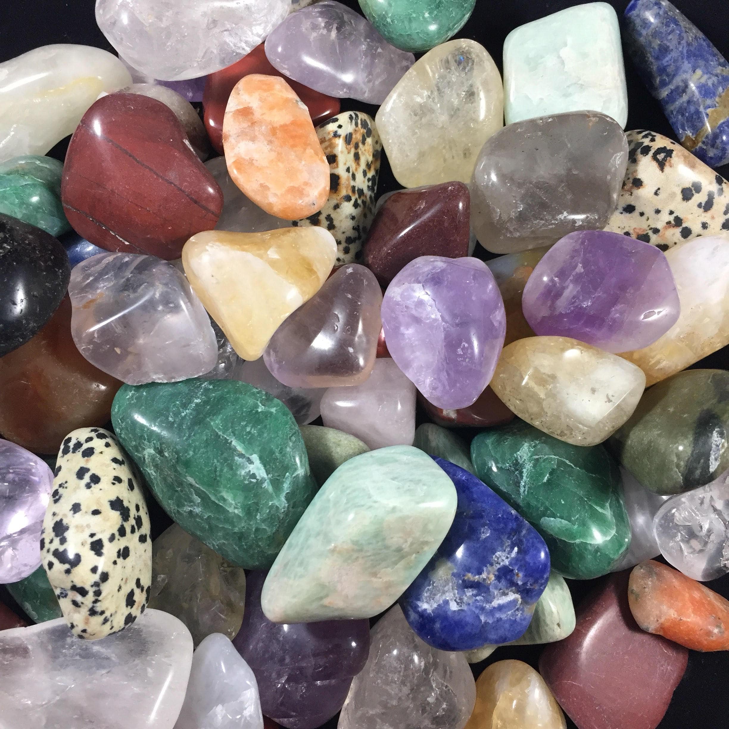 MaeMae Jewelry assortment of tumble polished genuine healing stones and energetic crystals.