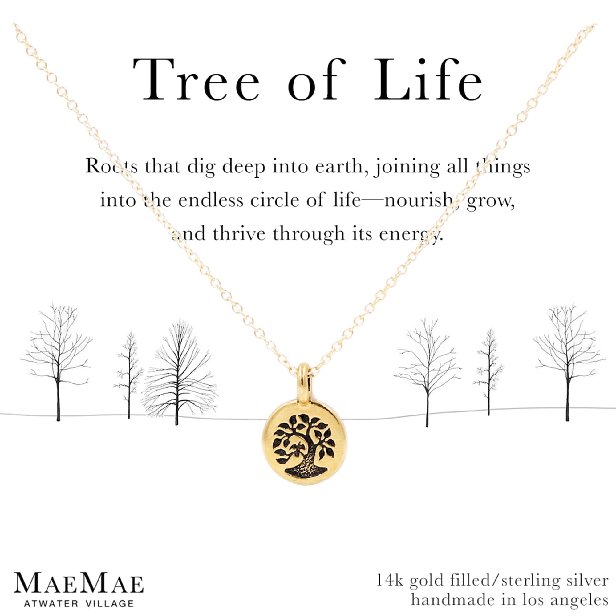 Tree Of Life Necklace Dainty Gold Filled 16" -18"