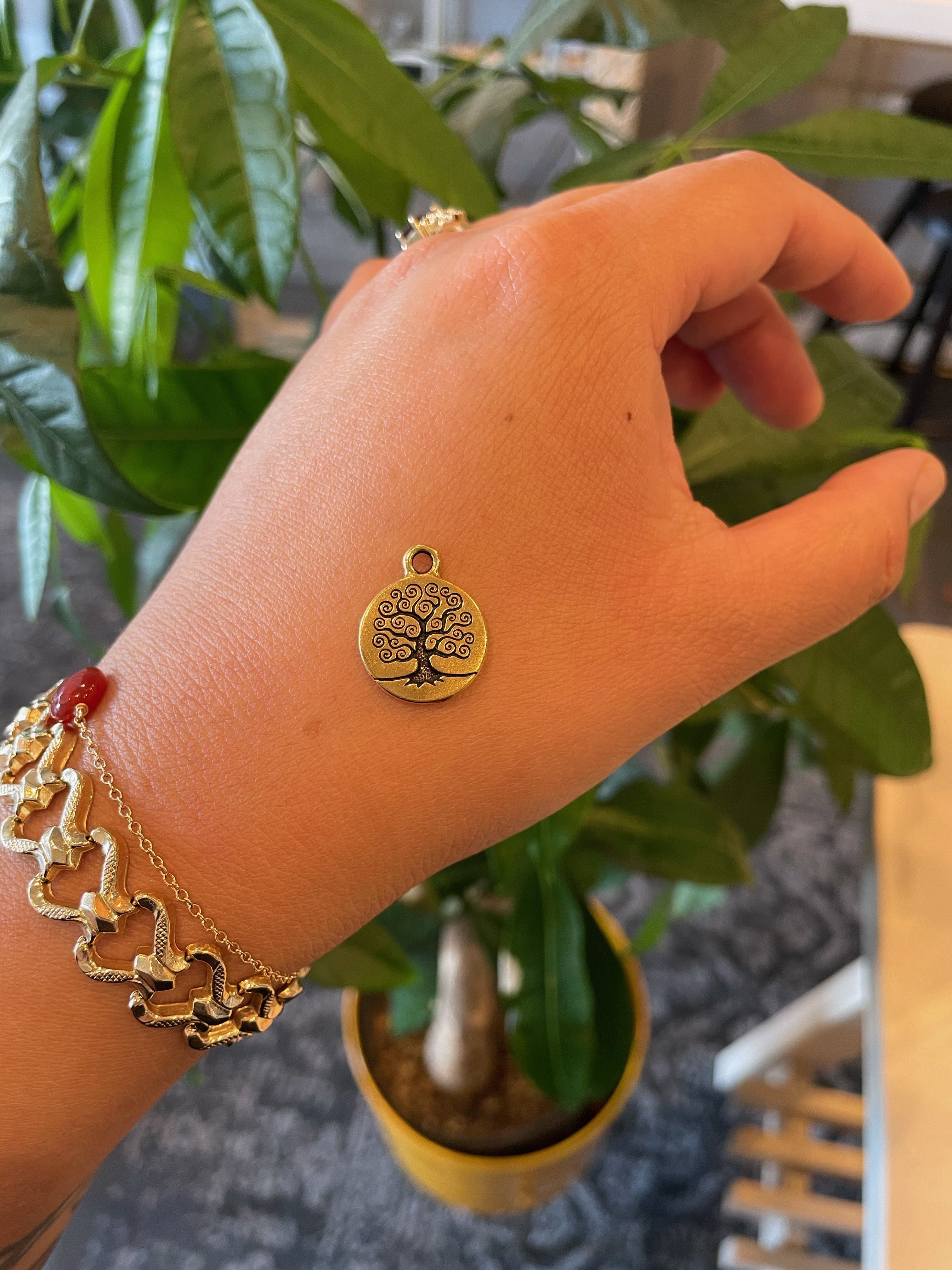 Custom Necklace Bar Charms Dainty Gold Tree of Life Charm