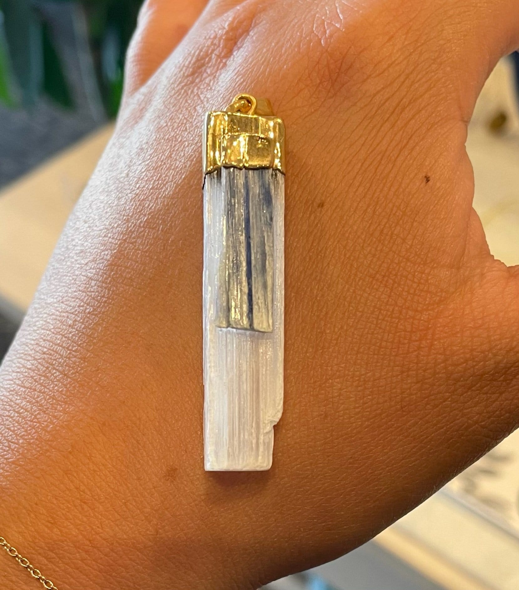 Custom Necklace Bar Charms Dainty Kyanite and Selenite Wand Charm