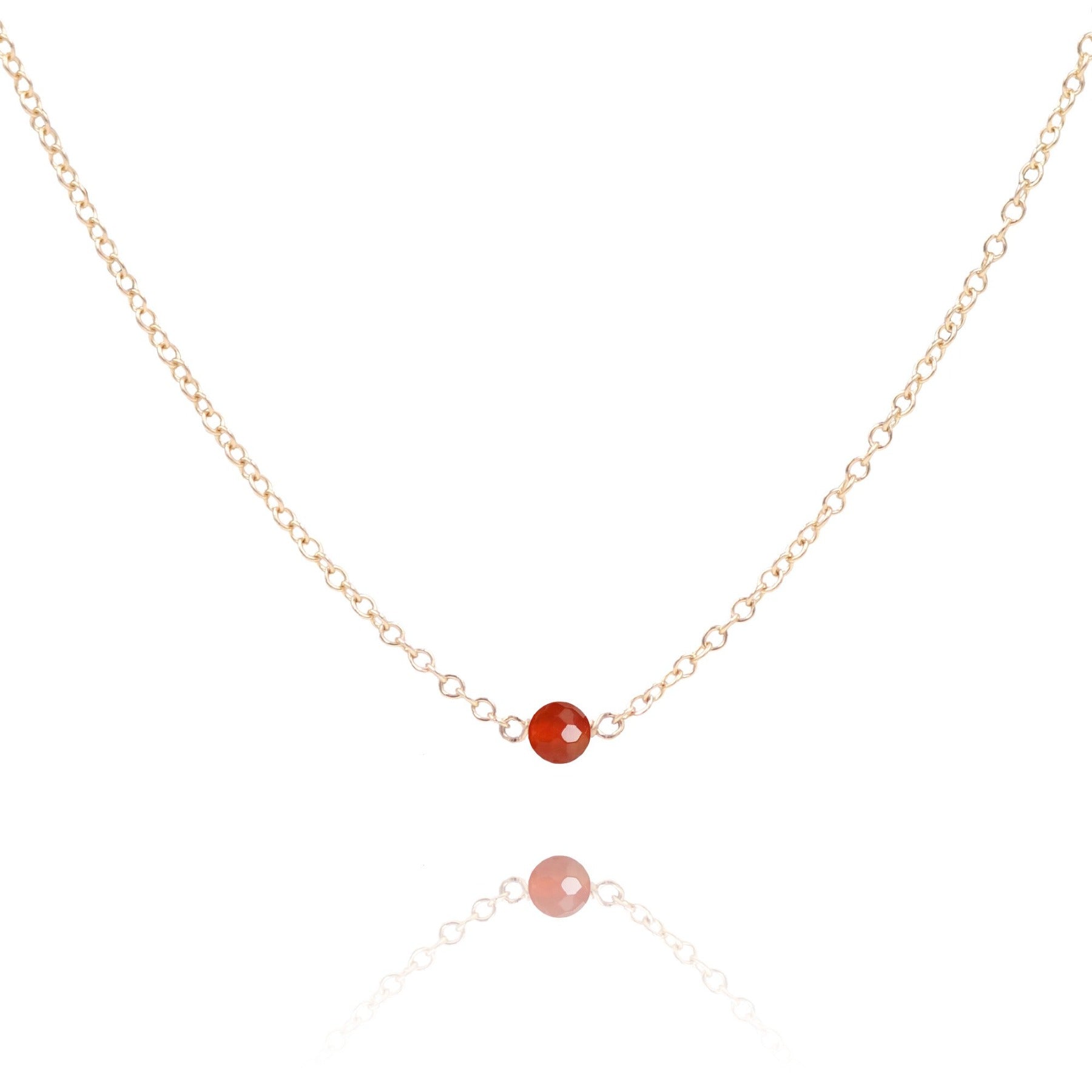 Red Jasper stone 14k gold filled chain necklace on white background