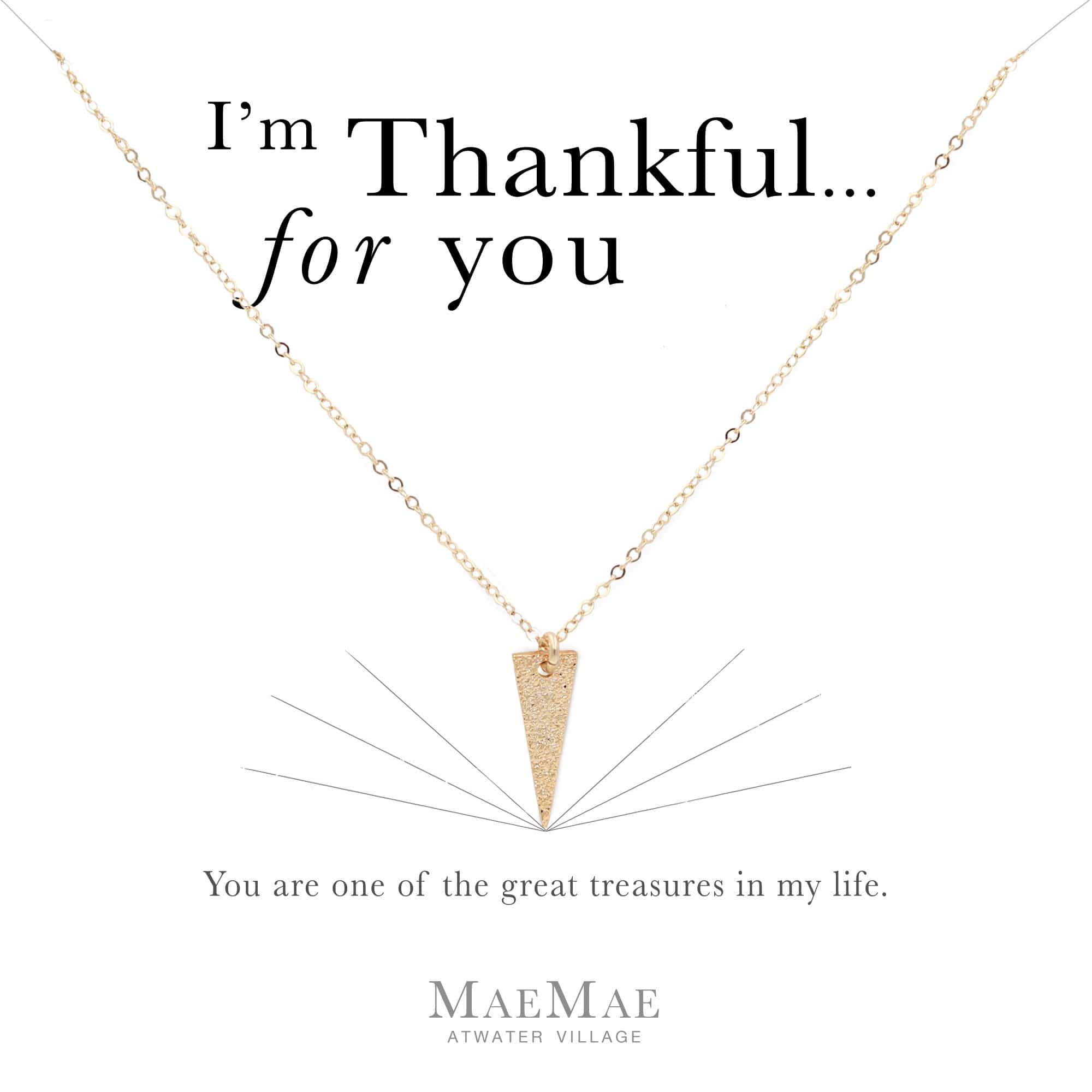 14k gold filled textured point charm on 14k gold filled flat cable chain necklace on illustrated affirmation card - MaeMae Jewelry