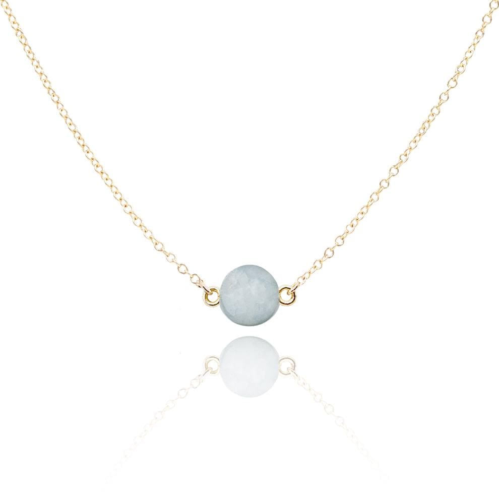 Dainty Layering Aquamarine Necklace on white background