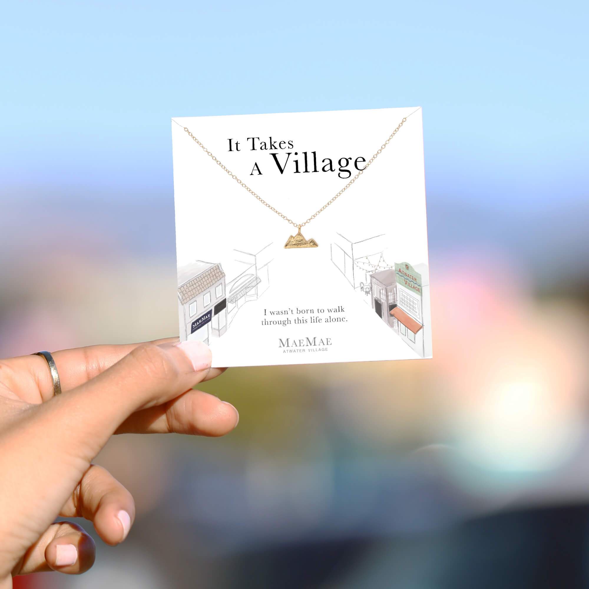 It Takes a Village Necklace Dainty Necklace It Takes a Village Mountain Charm Necklace | 14k Gold Filled Mountain Necklace