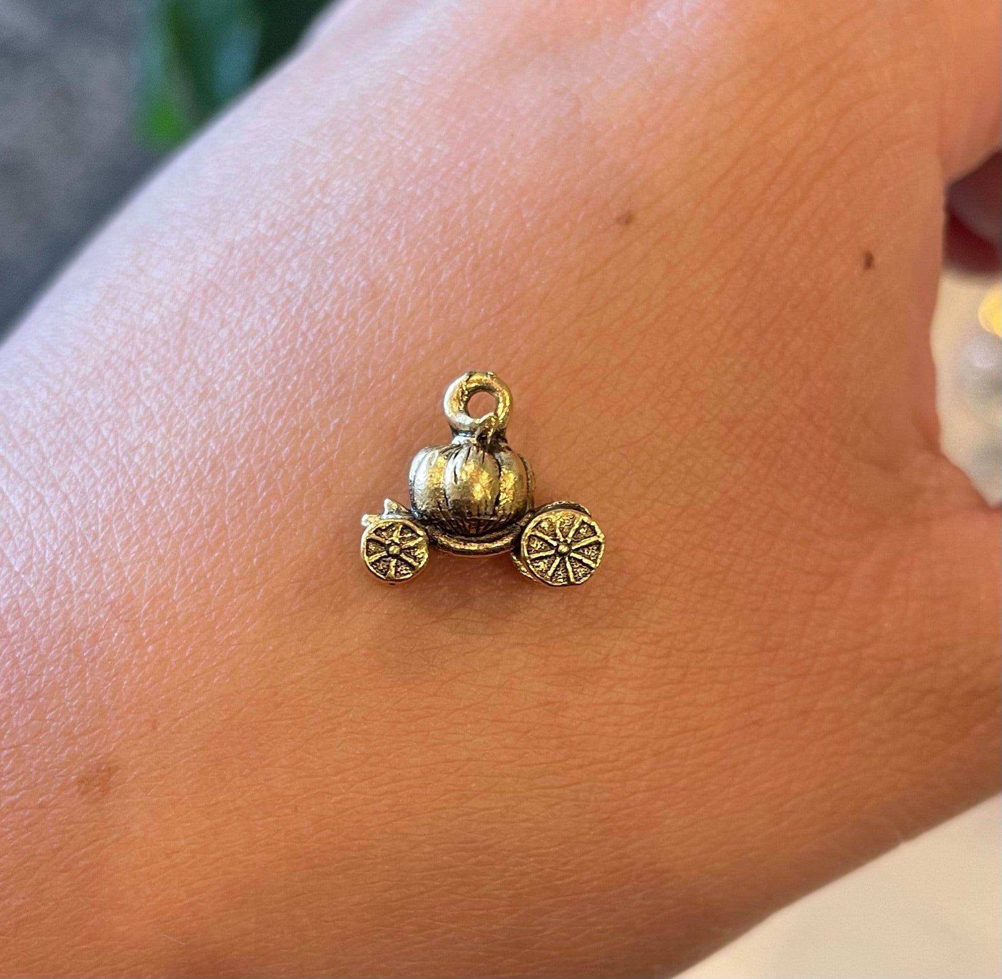 Custom Necklace Bar Charms Dainty Pumpkin Carriage