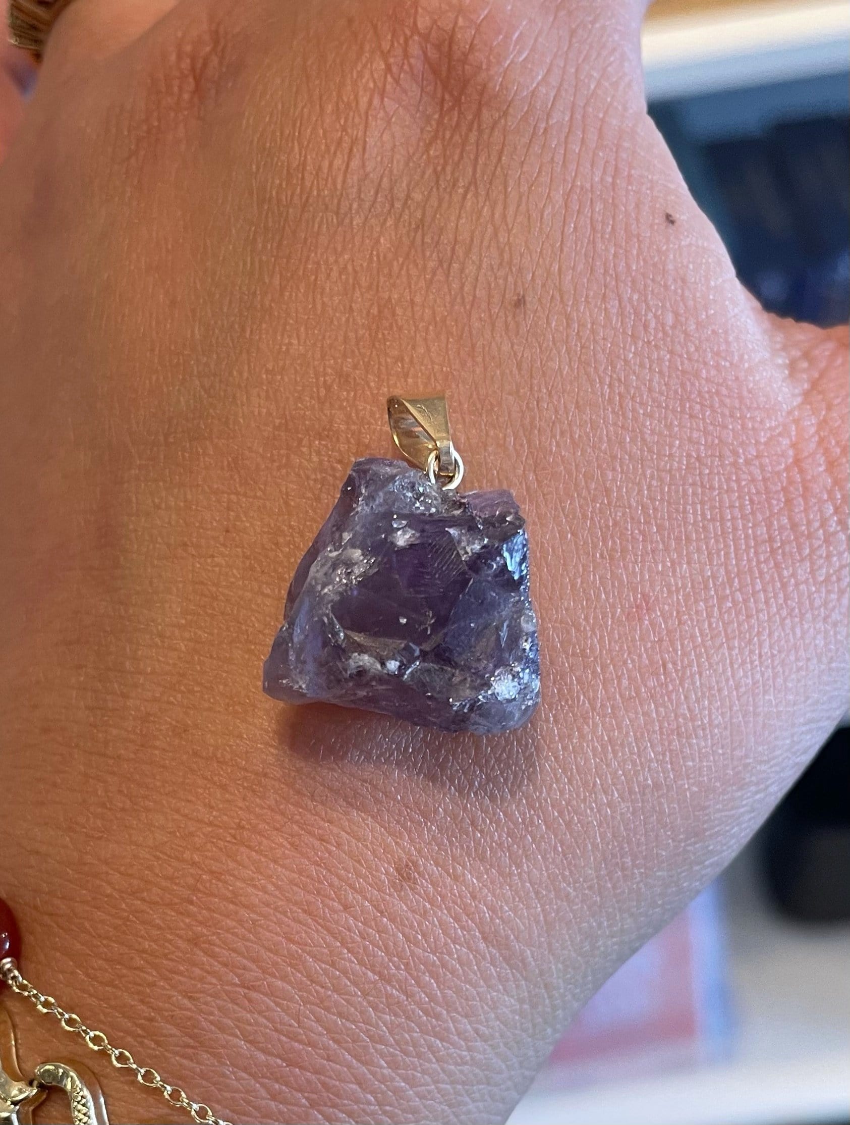 Custom Necklace Bar Charms Dainty Raw Amethyst Charm