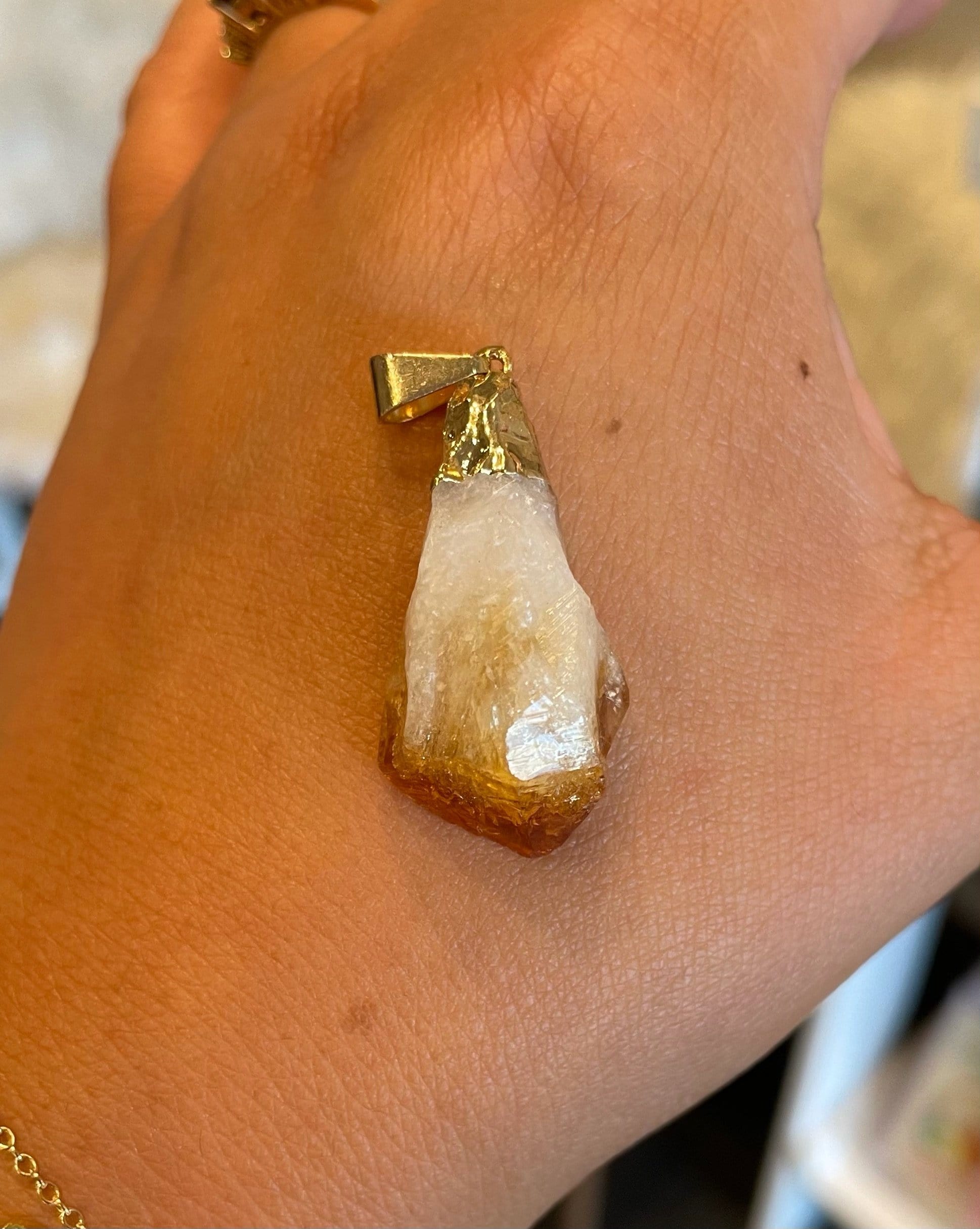 Custom Necklace Bar Charms Dainty Raw Citrine Charm