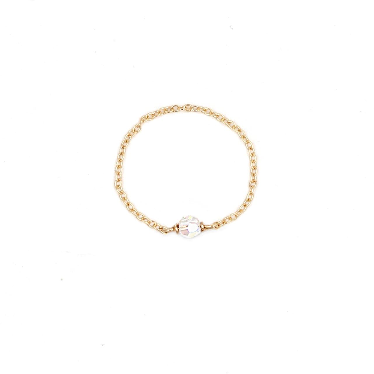 Clear Swarovski Chain Ring 14k gold filled or sterling silver chain ring Clear Intentions