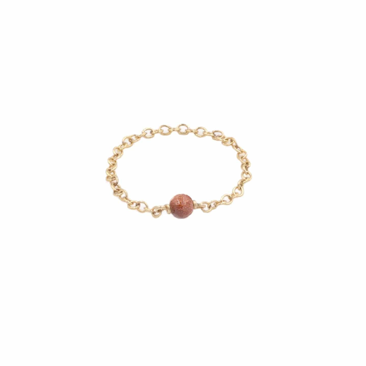Goldstone gemstone chain ring 14k gold filled sterling silver chain ring